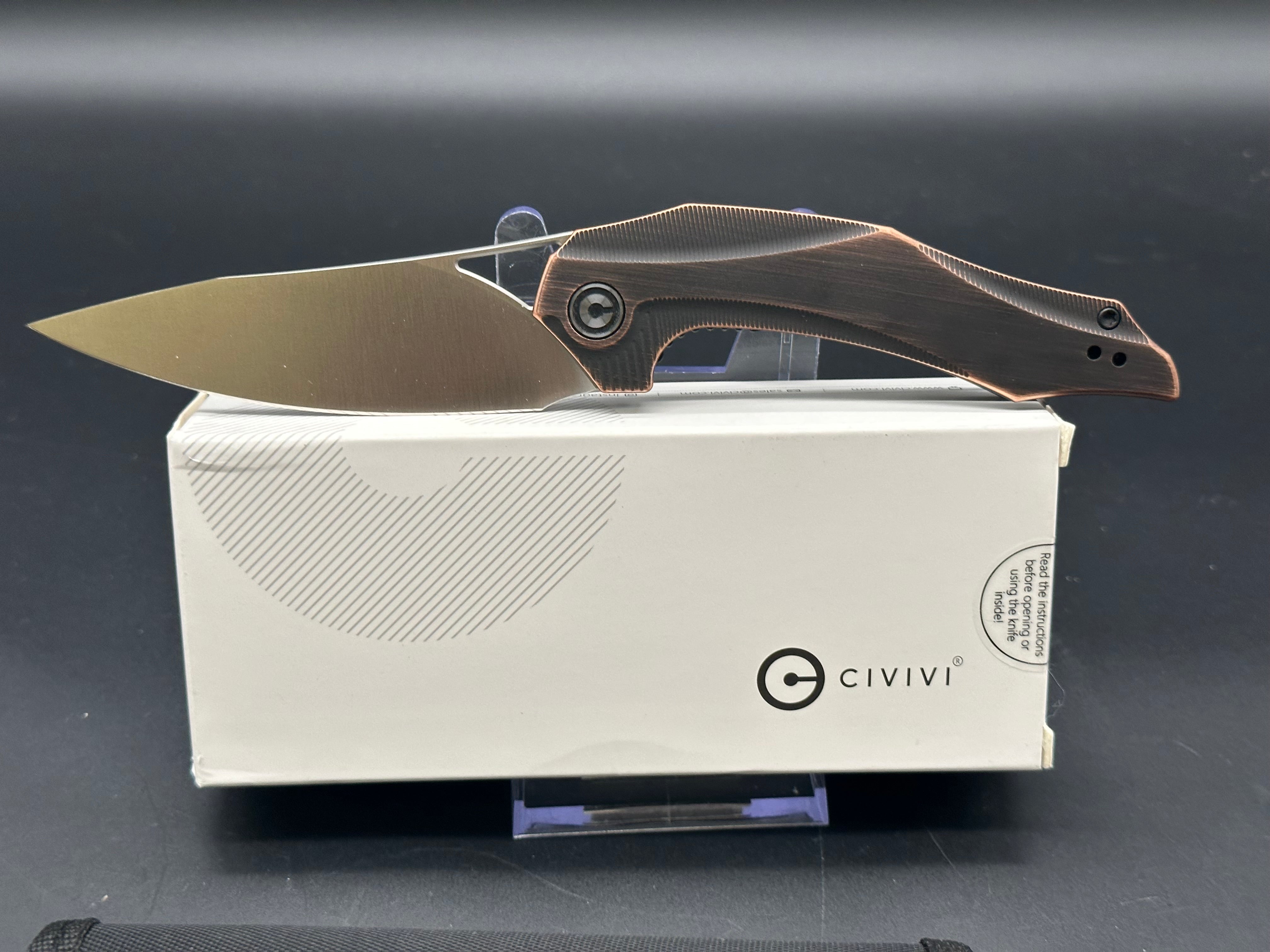 Civivi Plethiros Folding Knife - Black Hand-Rubbed Copper Scales | EDC, Outdoor, Camping & Everyday Carry Pocket Knife