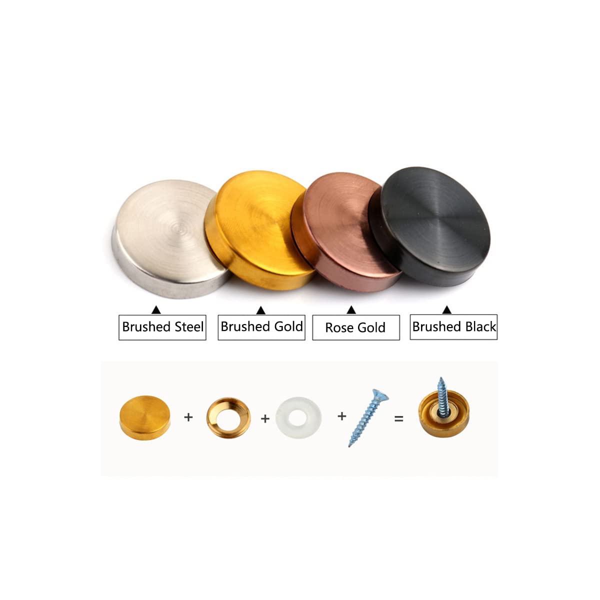 8PCS 304 Stainless Steel Mirror Screws - 30mm Diameter Decorative Cap Nails for Signage & Advertising (Brushed Gold) - Perfect for Retail Displays, Home Decor & Wall Mounting