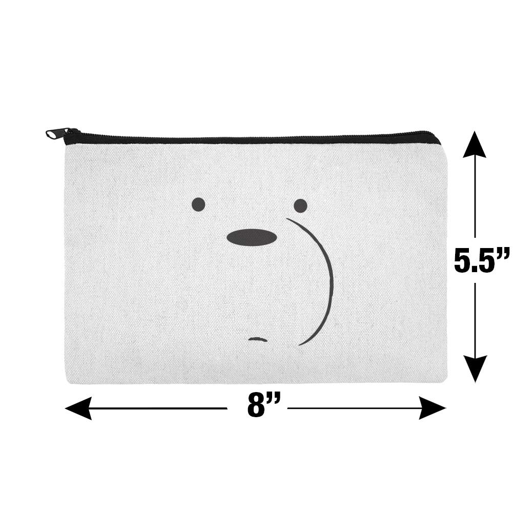 We Bare Bears Ice Bear Cosmetic Bag - Cute Cartoon Makeup Organizer Pouch for Travel & Daily Use - White One Size - Perfect for School, Gym & Toiletries Storage