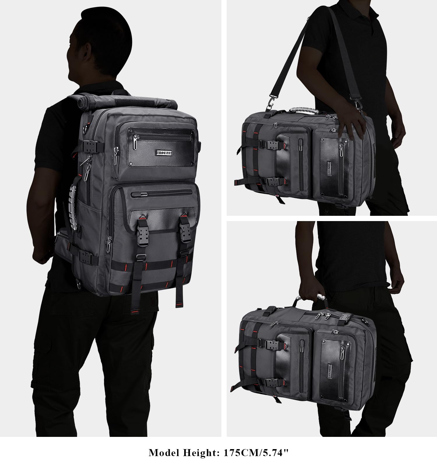 WITZMAN Men's Carry On Travel Backpack - Airline Approved Duffle Bag with 17 Inch Laptop Compartment (B685 Silvery Grey) - Perfect for Business Trips, Weekend Getaways & Air Travel