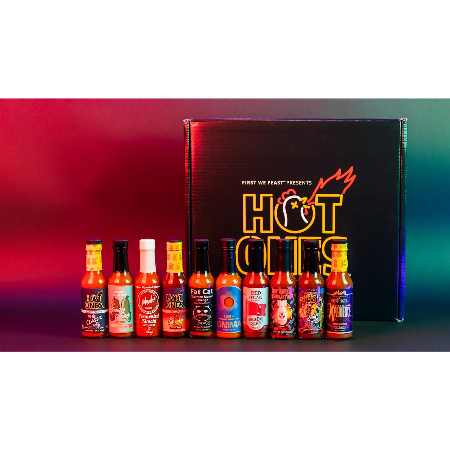 Hot Ones Season 24 Hot Sauce Gift Set - 10-Pack Small Batch Hot Sauce Sampler with Natural Ingredients (5 fl oz Bottles) - Perfect for Spicy Food Challenges, Gifts & Flavor Exploration