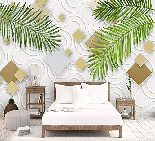 Abstract Line Leaf Wallpaper Mural - Modern Geometric Wall Art for Minimalist Home Decor, Living Room, Bedroom & Cafe Design - Perfect for Accent Walls, Feature Walls & Interior Design Projects