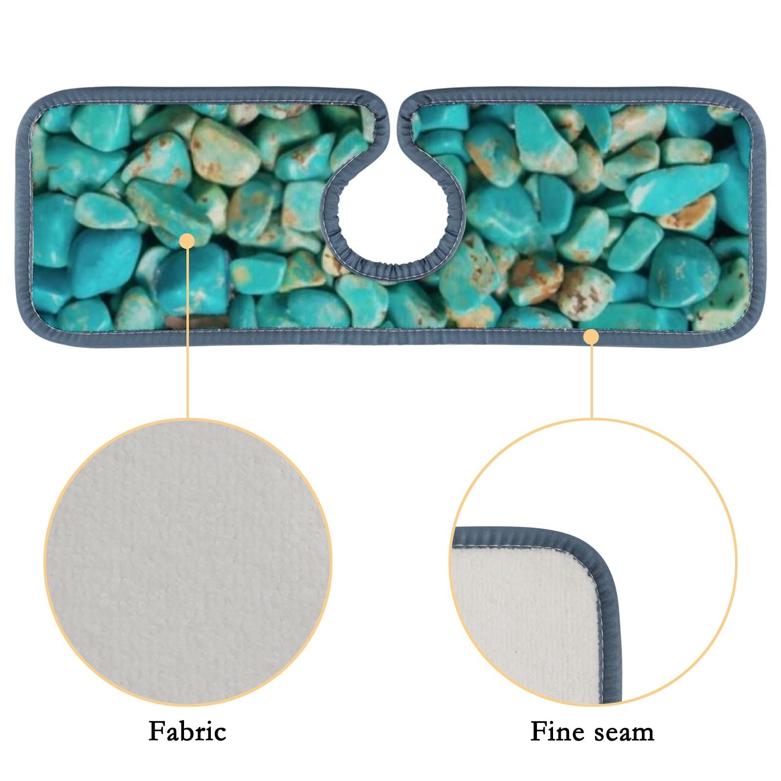Turquoise Sink Faucet Mat 3 Pack - Absorbent Splash Guard for Kitchen & Bathroom Countertops - RV & Home Use