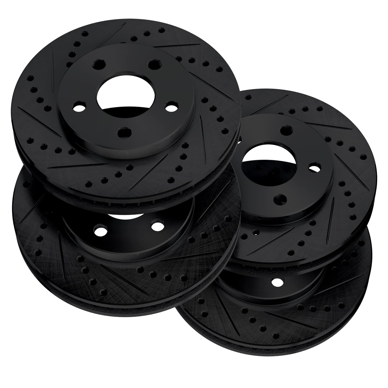 2011-2015 Ford Edge & Lincoln MKX Performance Brake Rotor Kit - Power Sport Fit Black Drilled & Slotted Brake Rotors for Enhanced Stopping Power | Perfect for Racing, Towing & High-Performance Driving