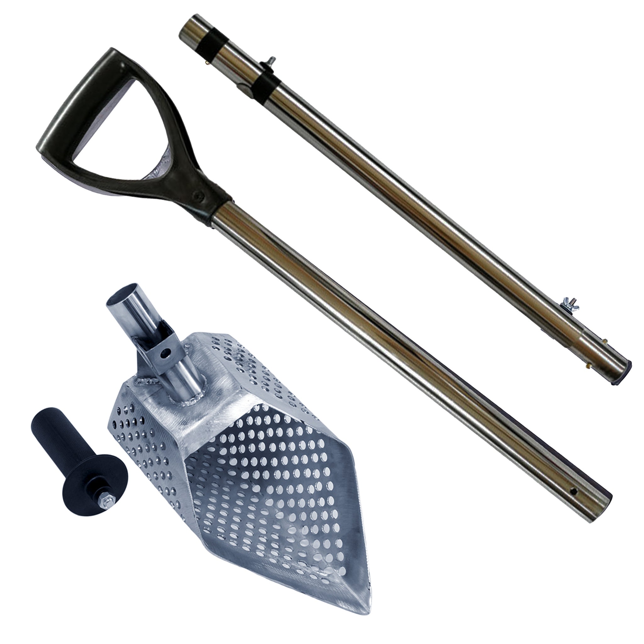 Dune Scoops Anaconda 11.5 x 6 Inch Stainless Steel Metal Detector Sand Scoop with 2 Mounting Options - Perfect for Beach Treasure Hunting & Gold Prospecting