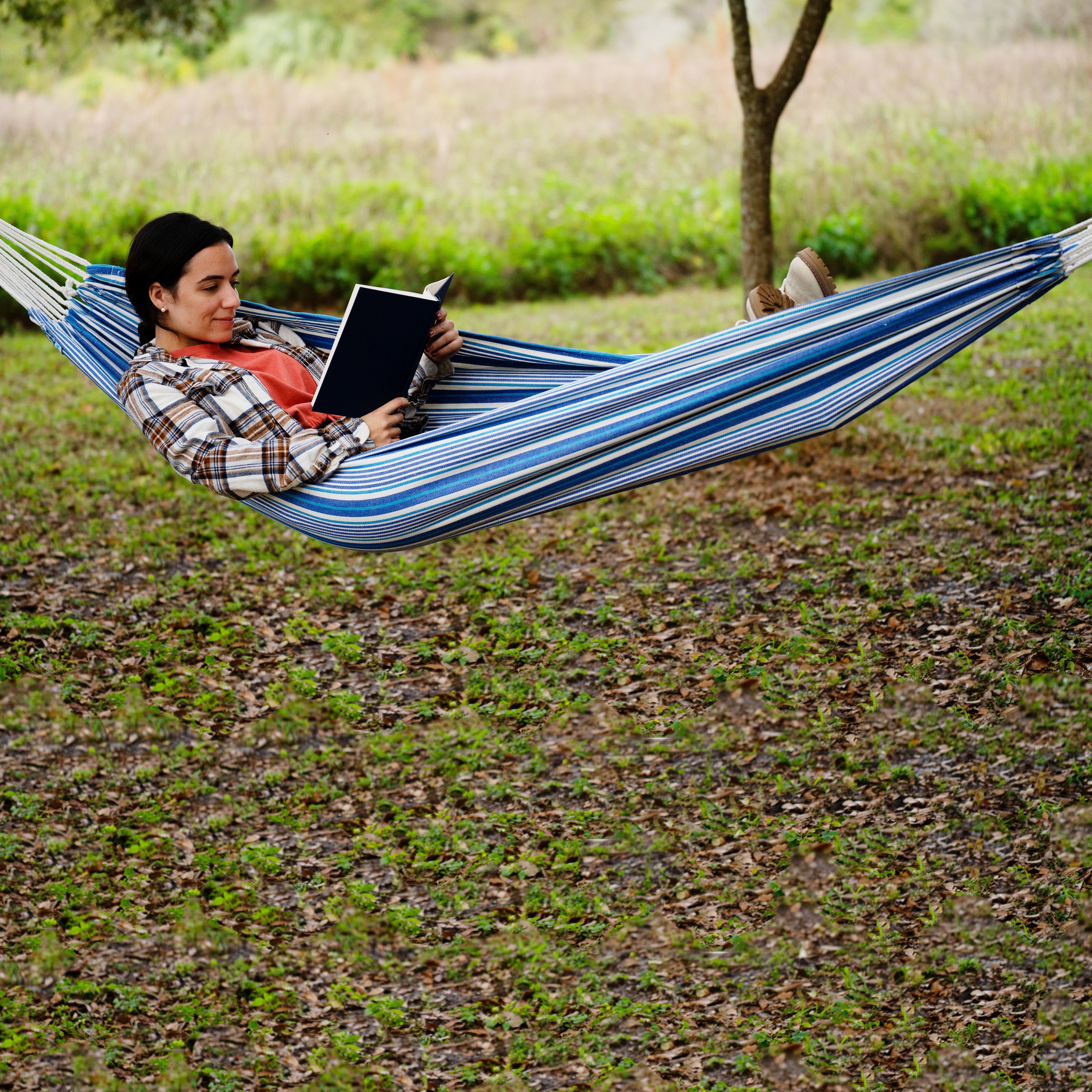 Bliss Hammocks BH 400 SC Portable Hammock with Rope Loops & Hanging Hardware - 40 Inch Wide, 220 LB Capacity - Perfect for Camping, Backyard Relaxation & Outdoor Adventures (Cloth Stripe)