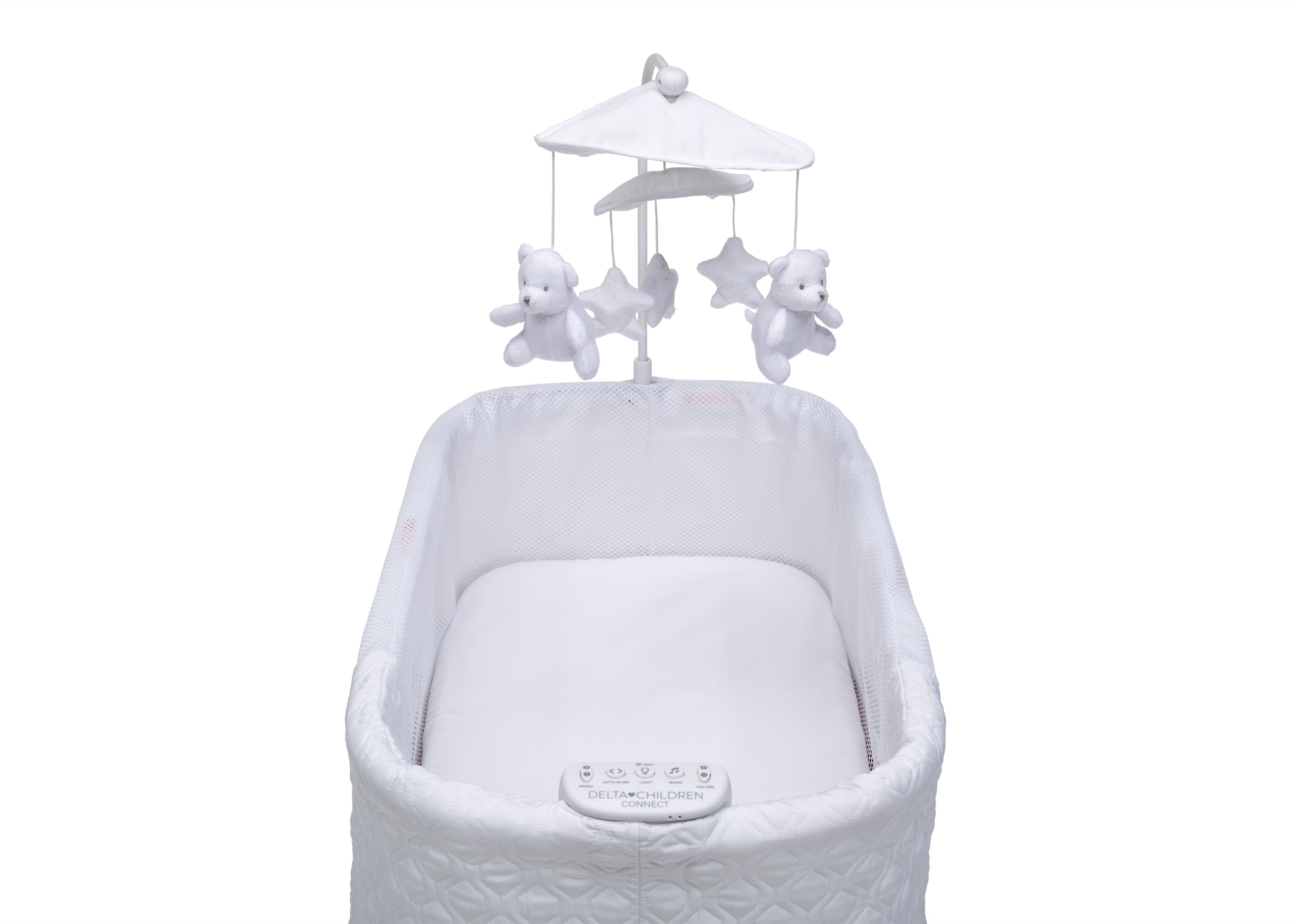 Nod Smart Bassinet - Voice Controlled Baby Crib with Alexa & Google Assistant Support | Delta Children Connect App Enabled | Perfect for Nursery, Bedroom & Travel Use