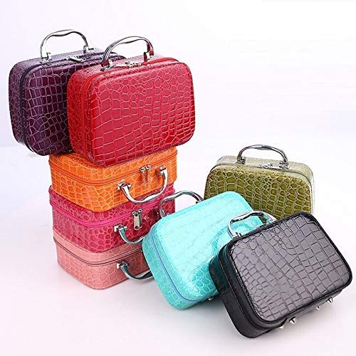 Ovuro Multi-Functional Travel Makeup Bag with Adjustable Dividers & Small Mirror - Perfect for Cosmetics, Brushes, Toiletries (Multiple Colors) - Ideal for Travel, Gym, and Daily Organization