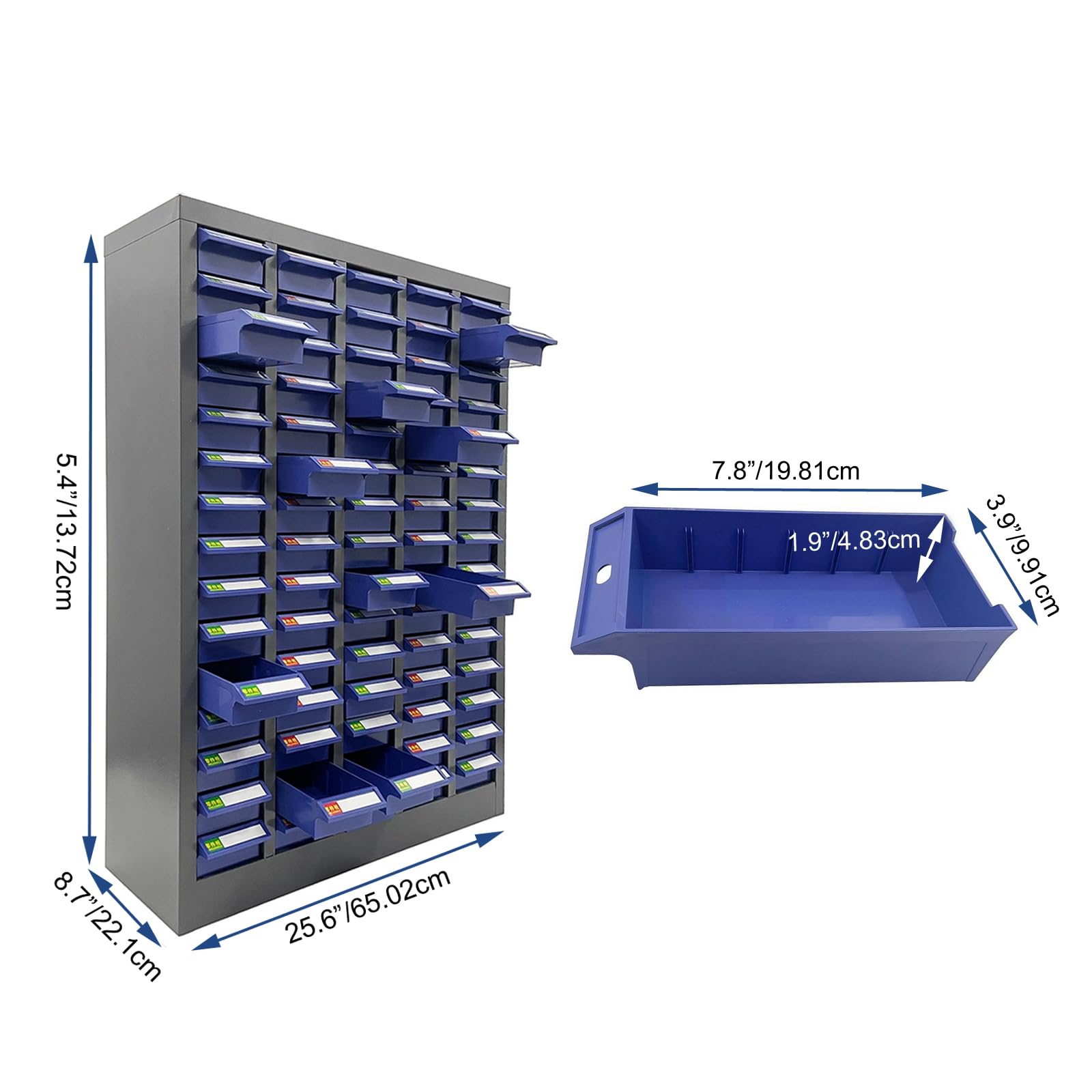 INTSUPERMAI 75 Compartment Plastic Storage Cabinet - Organizer Drawer for Documents, Metal Parts, Electronic Components (Blue) - Perfect for Workshop, Office & Craft Room Organization
