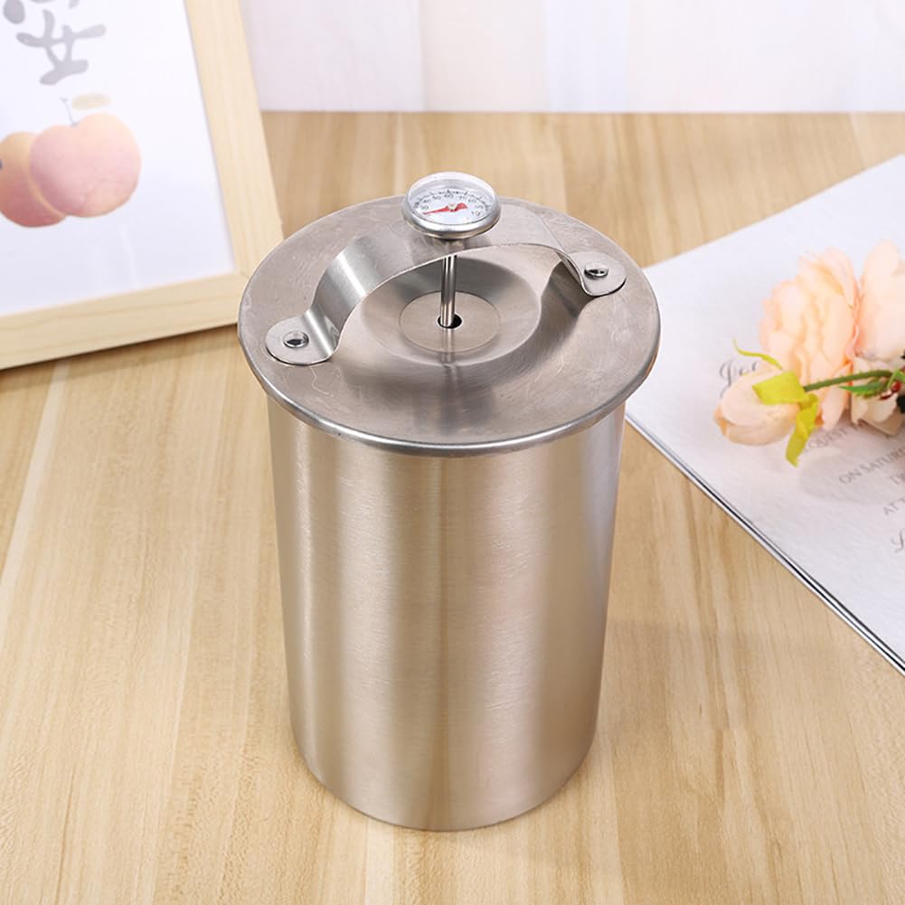 Stainless Steel Ham & Sandwich Meat Press Tool with Thermometer - Deli Meat Press Maker for Lunch, Cooking & BBQ - Heavy Duty Stainless Steel Meat Press Cooker with Flat Handle for Home & Commercial Use
