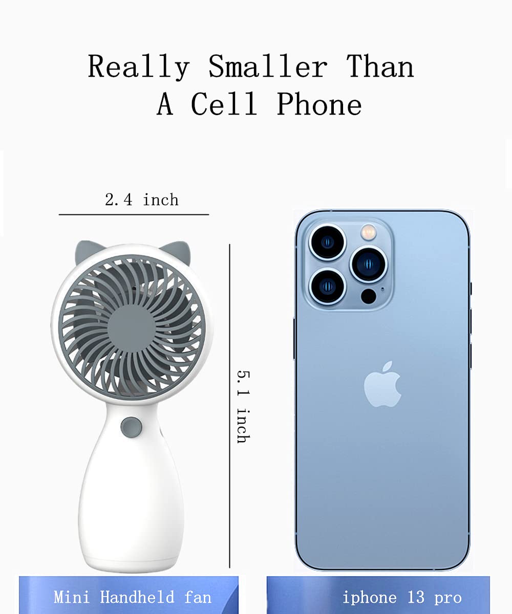 Handheld Mini Fan - Portable USB Rechargeable Personal Cooling Fan with Strong Wind, Quiet Operation & Lanyard - Perfect for Office, Travel, Outdoor Activities & Home Use (White)