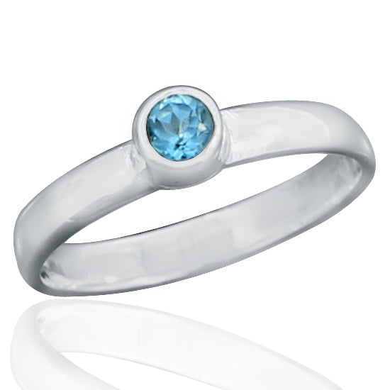 925 Sterling Silver Blue Topaz Gemstone Ring for Women - Dainty Size 14 - Perfect for Engagement, Anniversary & Everyday Elegant Jewelry Gift