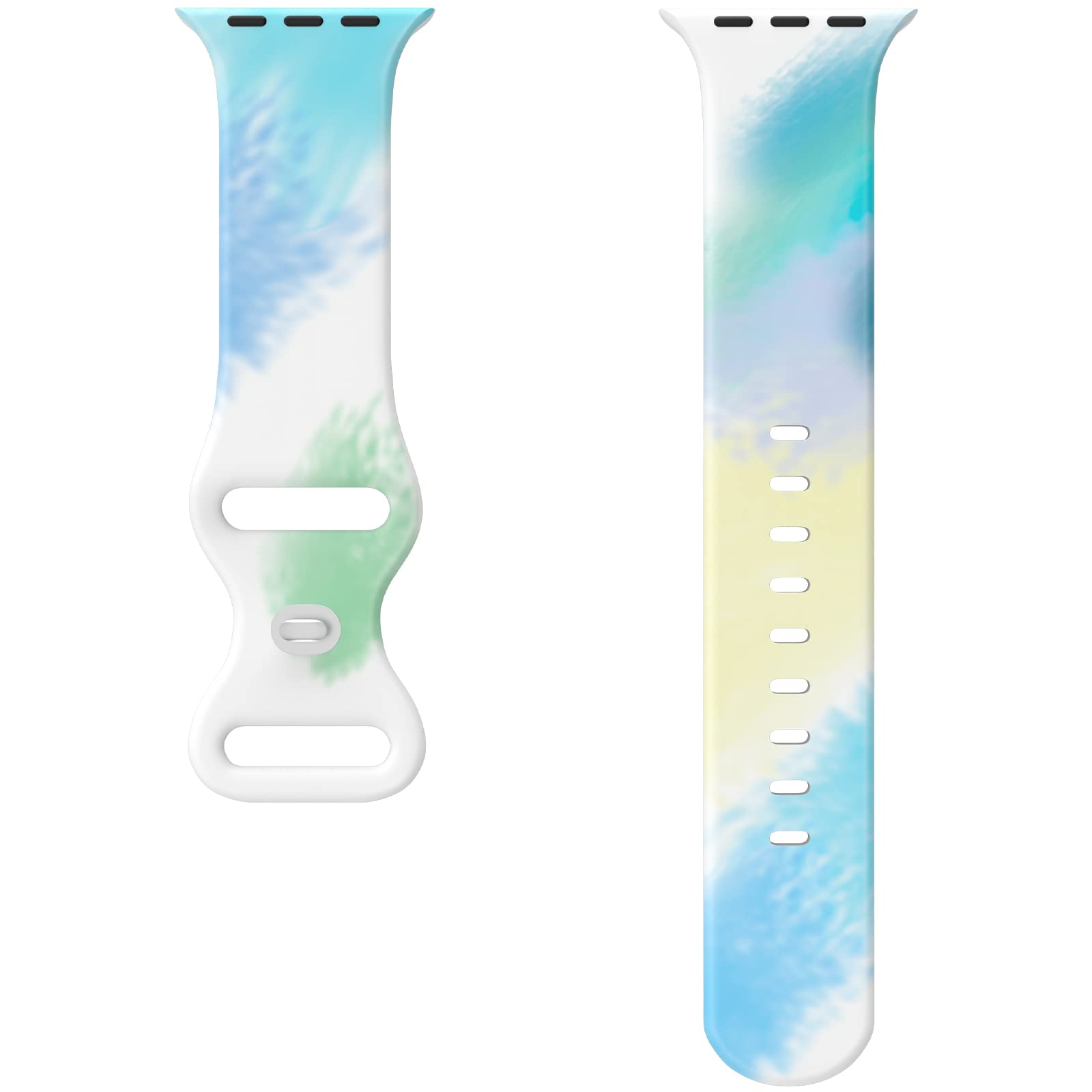 Sporty Tie-Dye Silicone Apple Watch Bands for Women & Men - 38mm 40mm 41mm 42mm 44mm 45mm Soft Breathable Replacement Strap Compatible with Apple Watch Series SE/7/6/5/4/3/2/1 - Perfect for Gym, Running & Everyday Wear