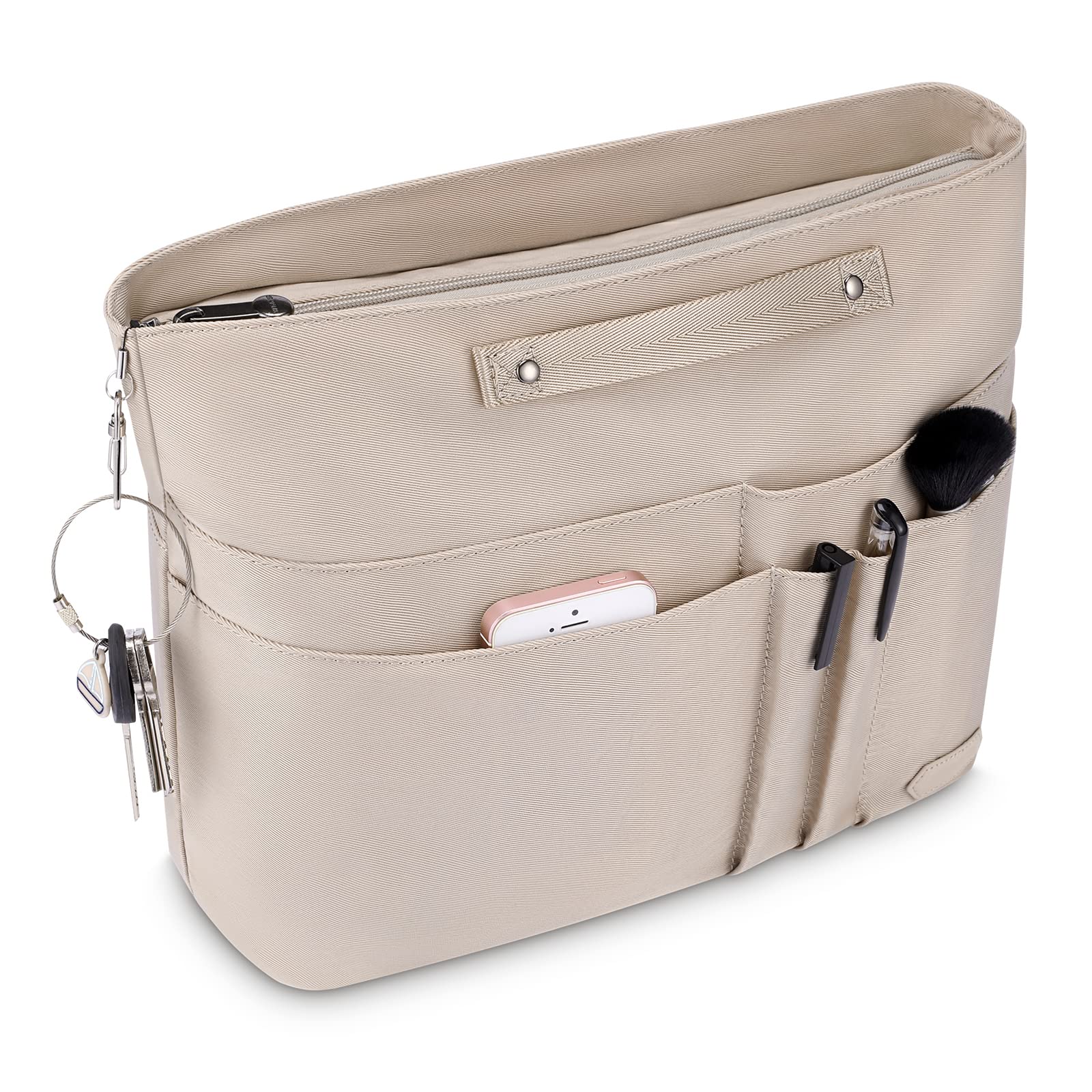 HyFanStr Purse Organizer Insert for Handbags - 15 Pocket Tote Bag Organizer with Zipper for Women | Perfect for Travel, Work & Daily Use