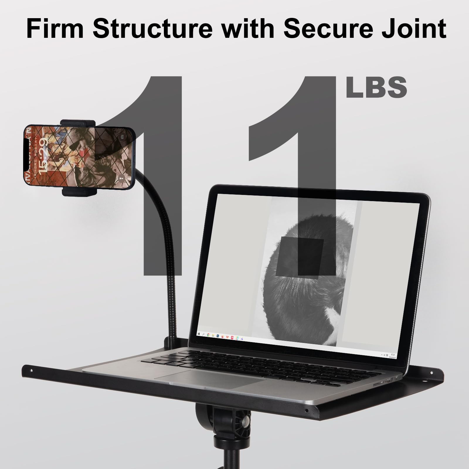Adjustable Laptop Tripod Stand on Wheels with 2 Shelves & Phone Holder - Portable Projector Floor Stand (25.9 to 51.8 Inch Height) - Perfect for Home Office, Classroom Presentations & Mobile Workstations