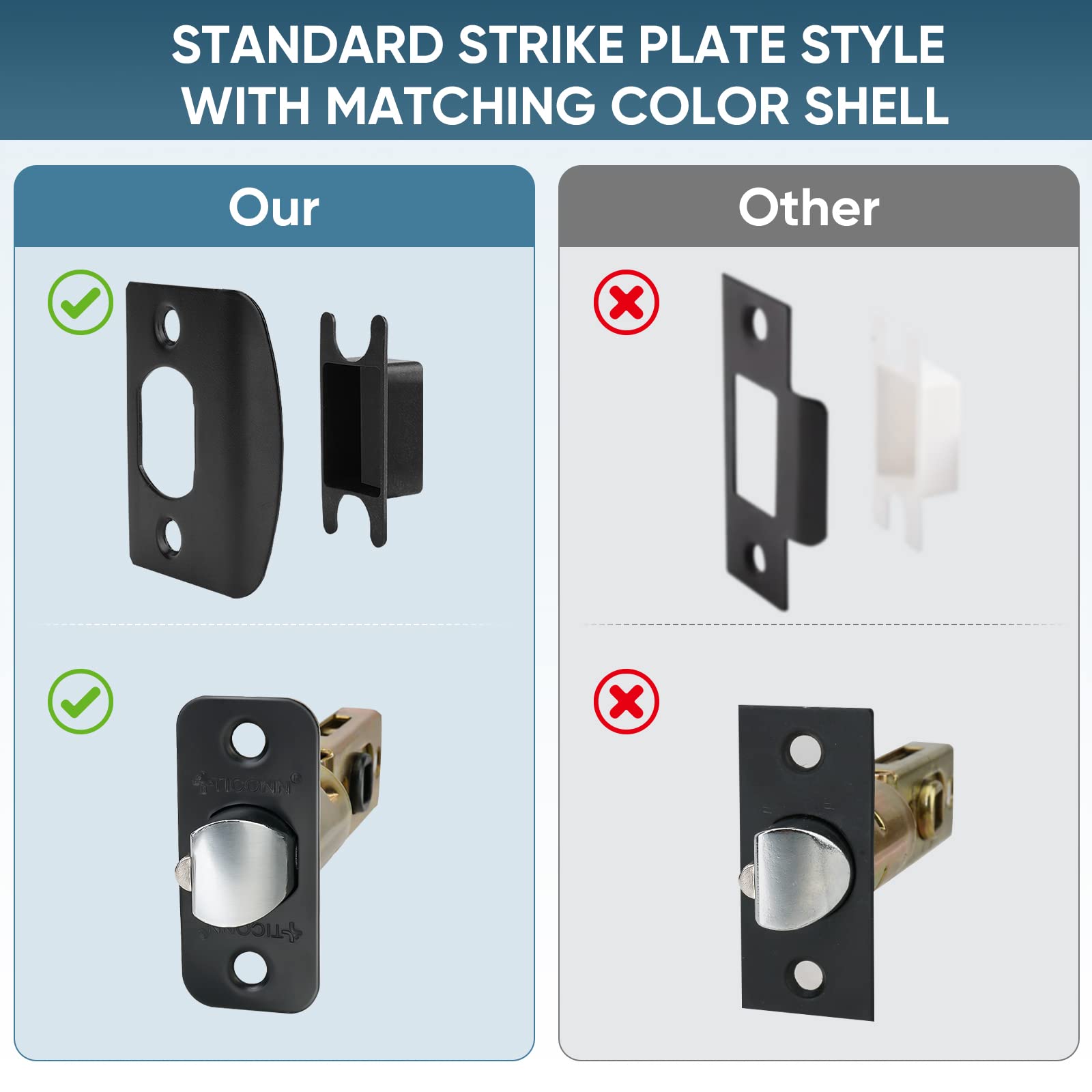 TICONN Reversible Door Lever - Matte Black for Interior & Closet Doors | Home & Office Use