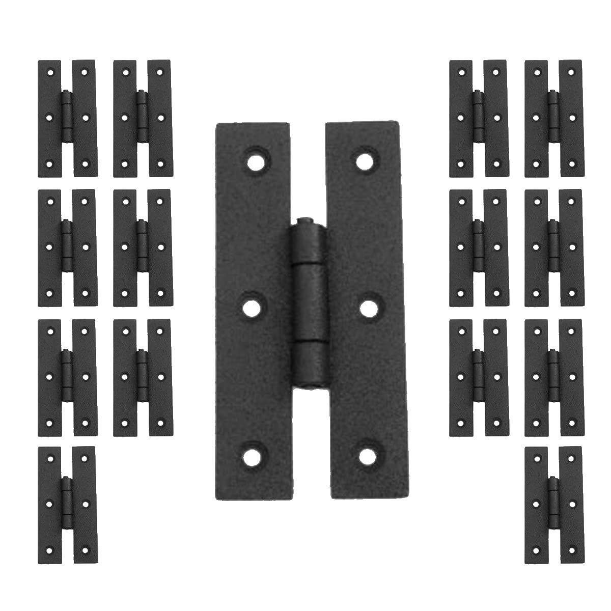 Renovators Supply Flush Mount Cabinet Hinges - Heavy Duty Wrought Iron H Hinges for Kitchen Cupboard & Cabinet Doors - Colonial Style Home Improvement Hinges (Pack of 15) - Perfect for DIY Projects & Cabinet Upgrades