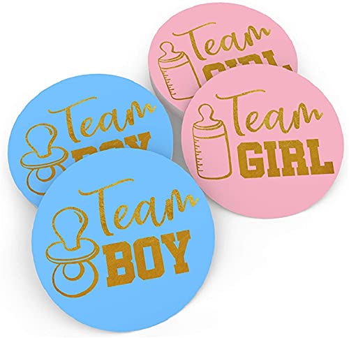 24pcs Gender Reveal Stickers - Team Boy & Team Girl Baby Shower Decoration - Its a Boy or Girl Vote Stickers - Perfect for Baby Shower Games, Party Favors & Gender Reveal Events (Mix)