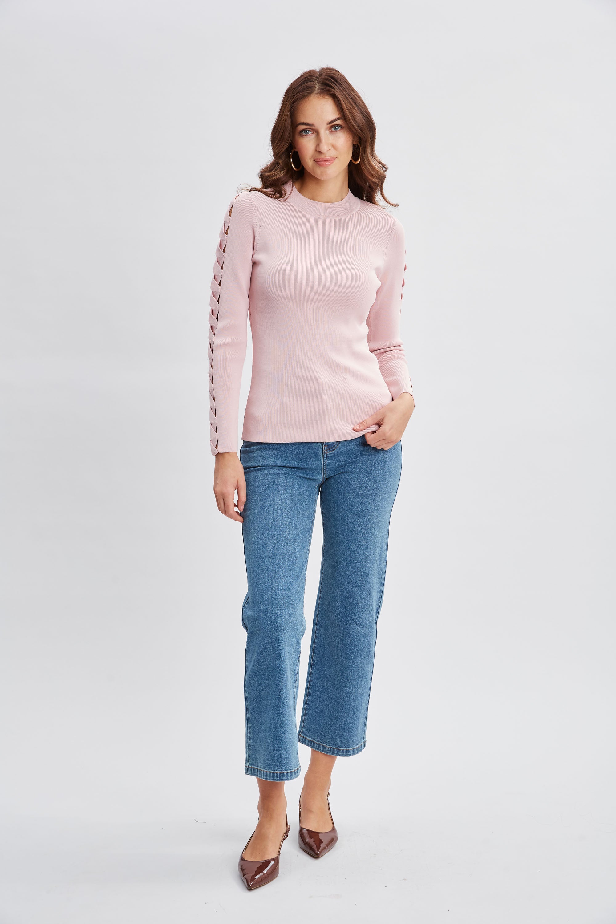 Stylish Openwork Sleeve Sweater for Women - Breathable Knit Pullover with Lace Details | Perfect for Fall Layering & Casual Outfits