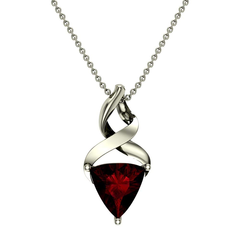 14K/18K White Gold Garnet Pendant Necklace for Women & Girls - Elegant Jewelry Gift for Birthday, Anniversary & Special Occasions | Dishis Designer Jewelry