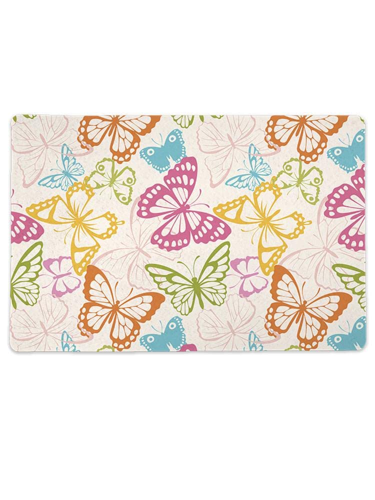 Smartprints Butterfly Pattern Rectangle Pet Mat - Non-Slip Waterproof Dog Cat Bed Mat for Home, Crate & Travel Use