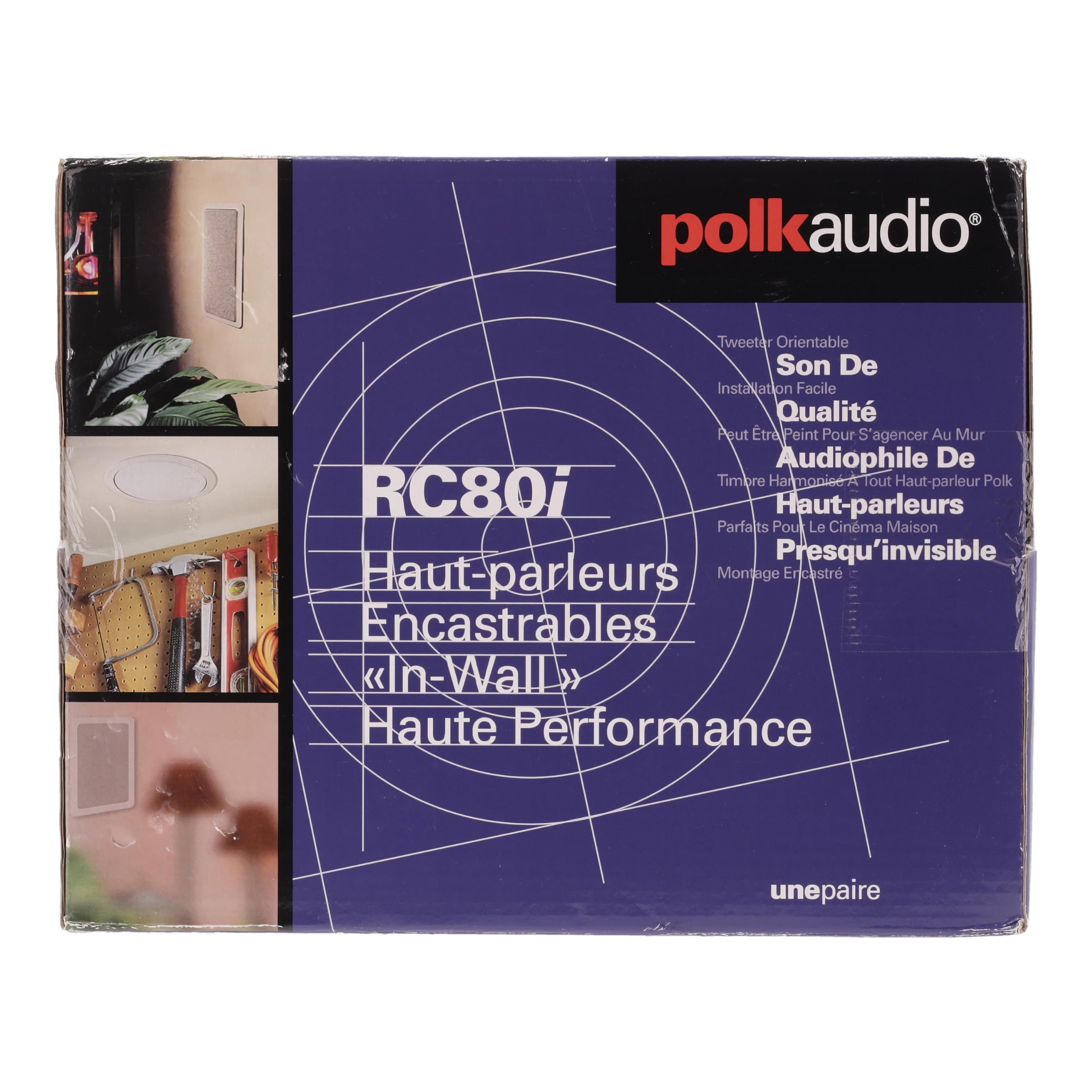 Polk Audio RC80i 2-Way Premium 8-Inch In-Ceiling Speakers (Pair) - High Performance, Moisture-Resistant for Bathroom, Kitchen & Outdoor Use - Perfect for Home Theater & Whole House Audio (White, Paintable Grille)