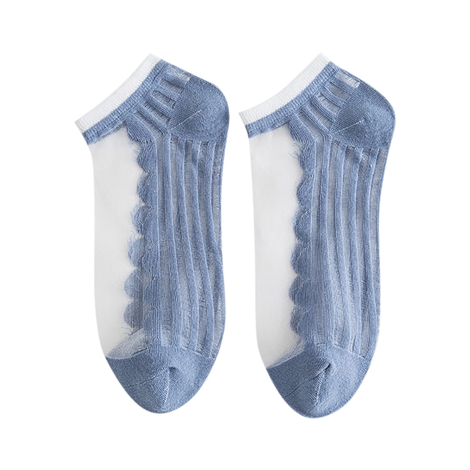 Smileyth Crystal Tulle Pearl Summer Socks for Women - Transparent Lace Elastic Ultra Thin Silk Stockings Short Nylon Socks - Perfect for Weddings, Parties & Summer Outfits