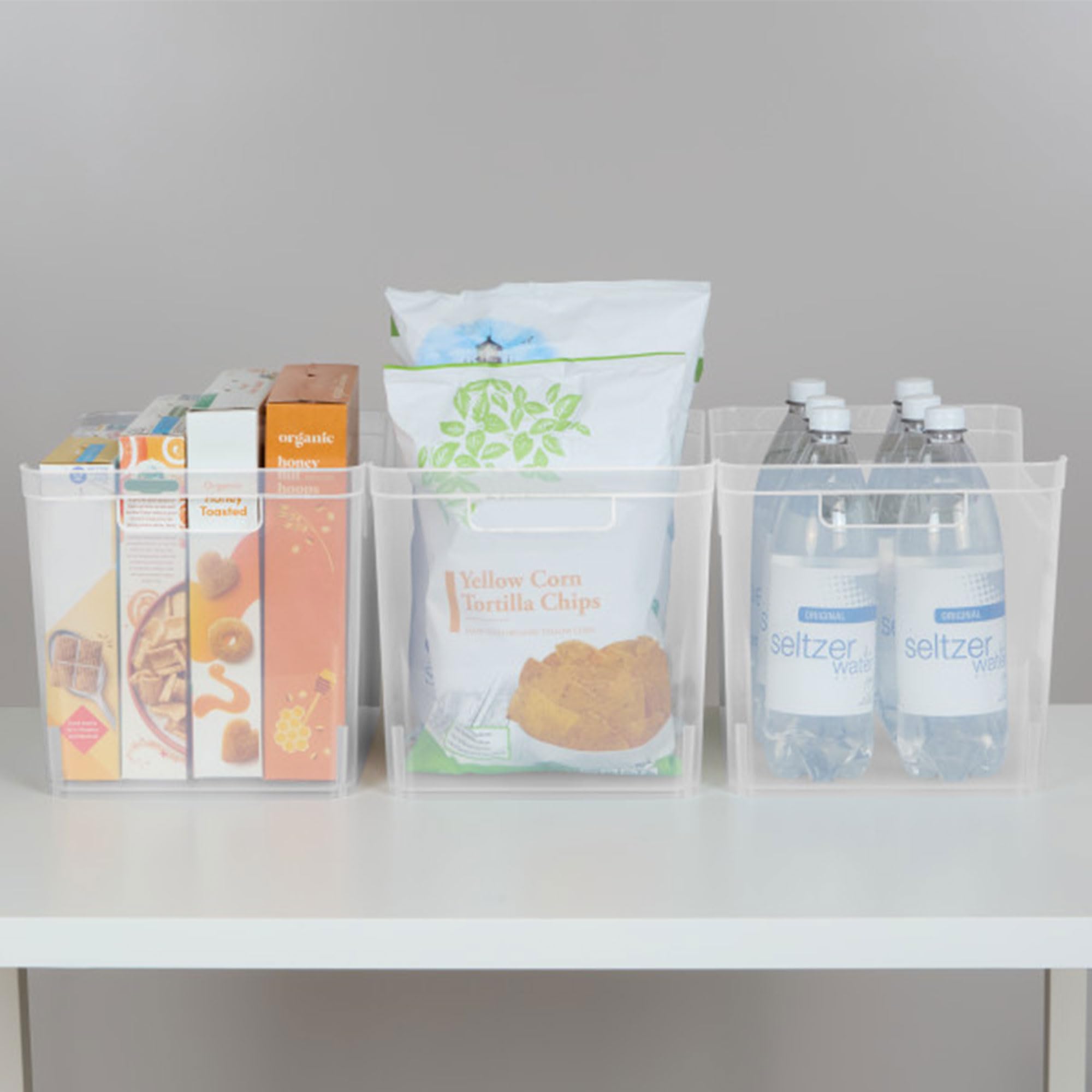 Sterilite Clear Plastic Storage Bins with Handles - 24 Pack Wide Shelf Organizer for Home, Kitchen, Office - Durable Open Top Baskets for Pantry, Closet, Toy & Craft Organization