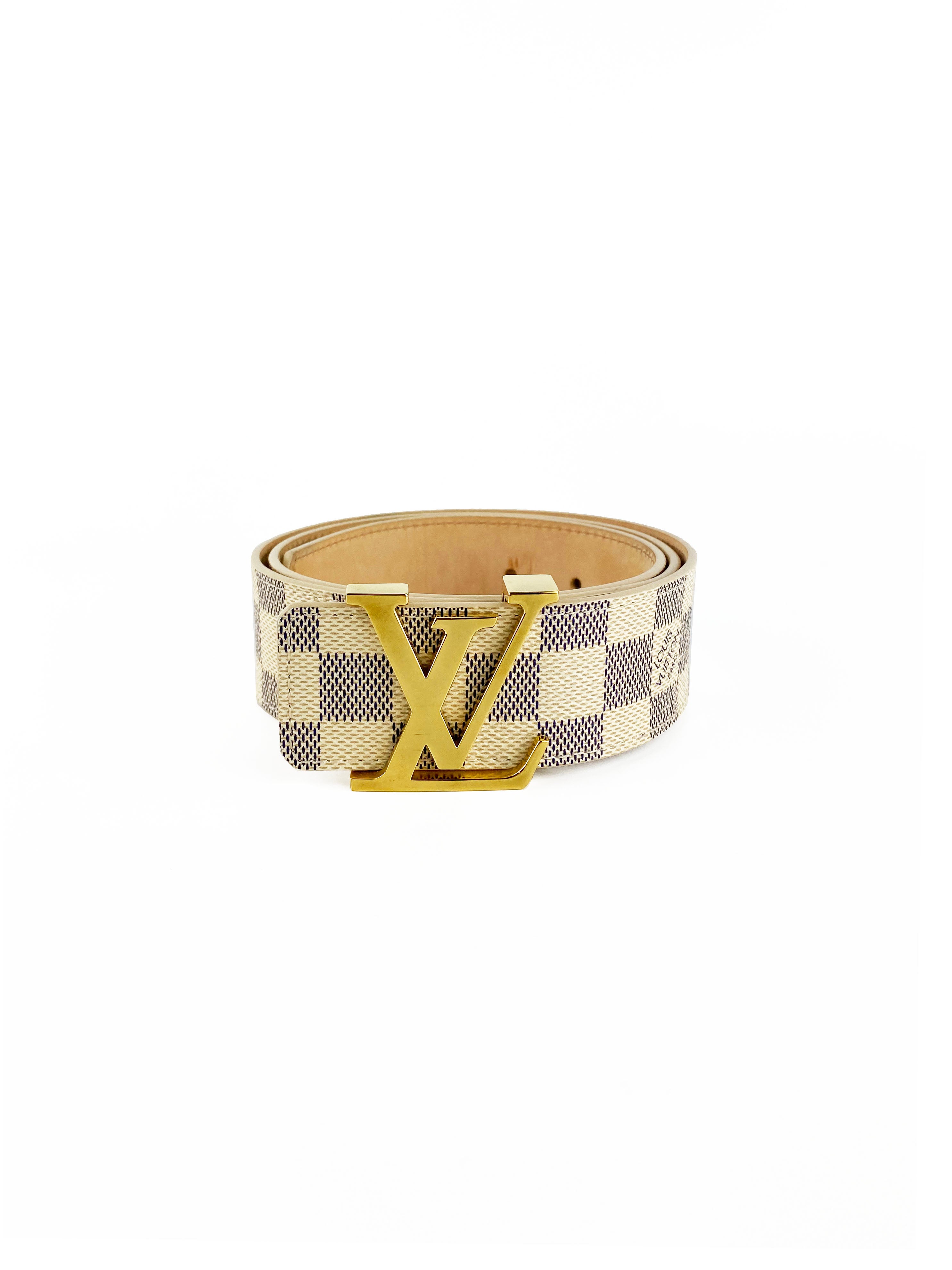 Louis Vuitton Azur Damier White Monogram Belt for Women & Men - Stylish Designer Fashion Accessory for Casual & Formal Outfits