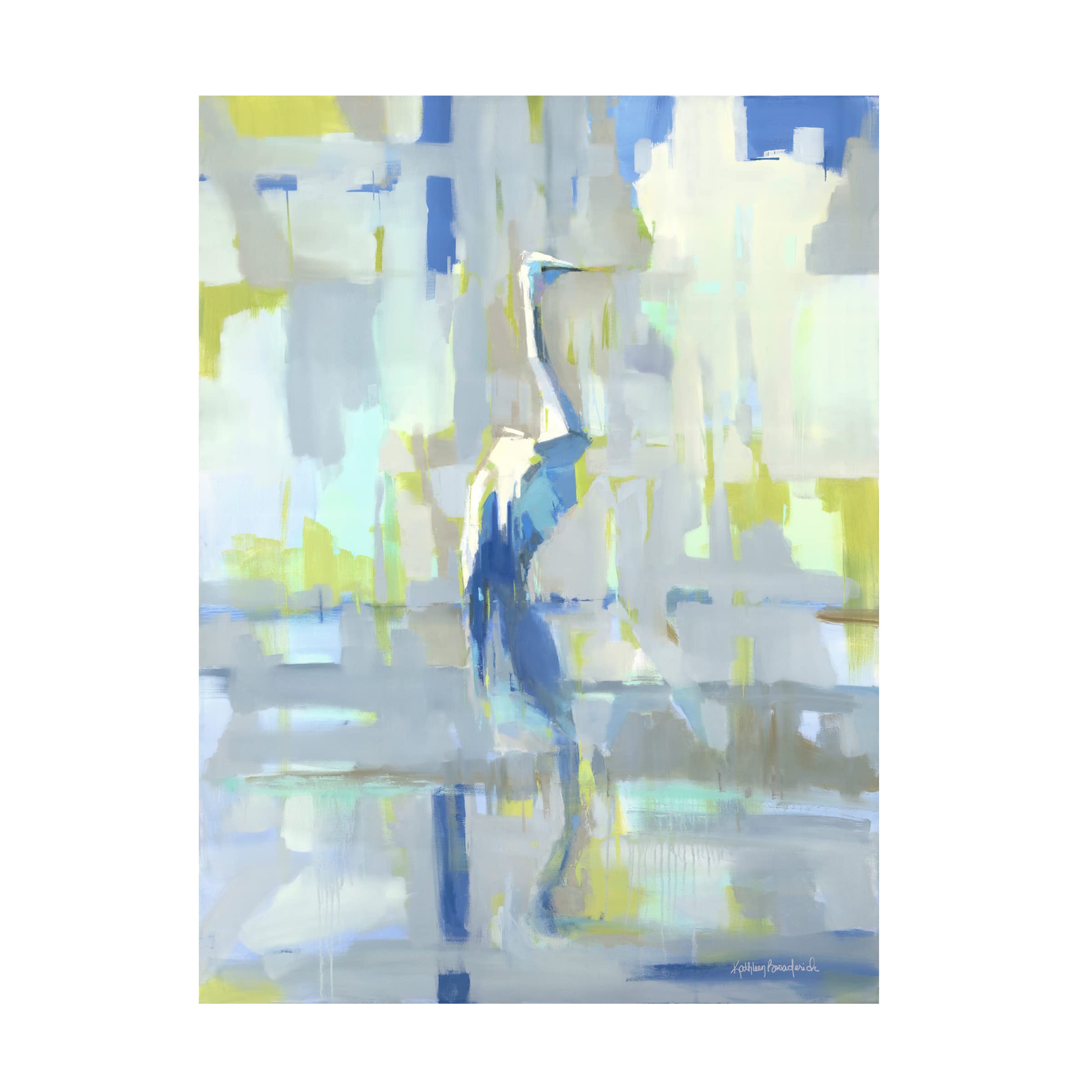 Trademark Fine Art 'Bayou Heron' Canvas Art Print by Kathleen Broaderick - 35x47 Inches - Hand-Painted Style Wetland Bird Painting for Living Room, Bedroom & Office Decor