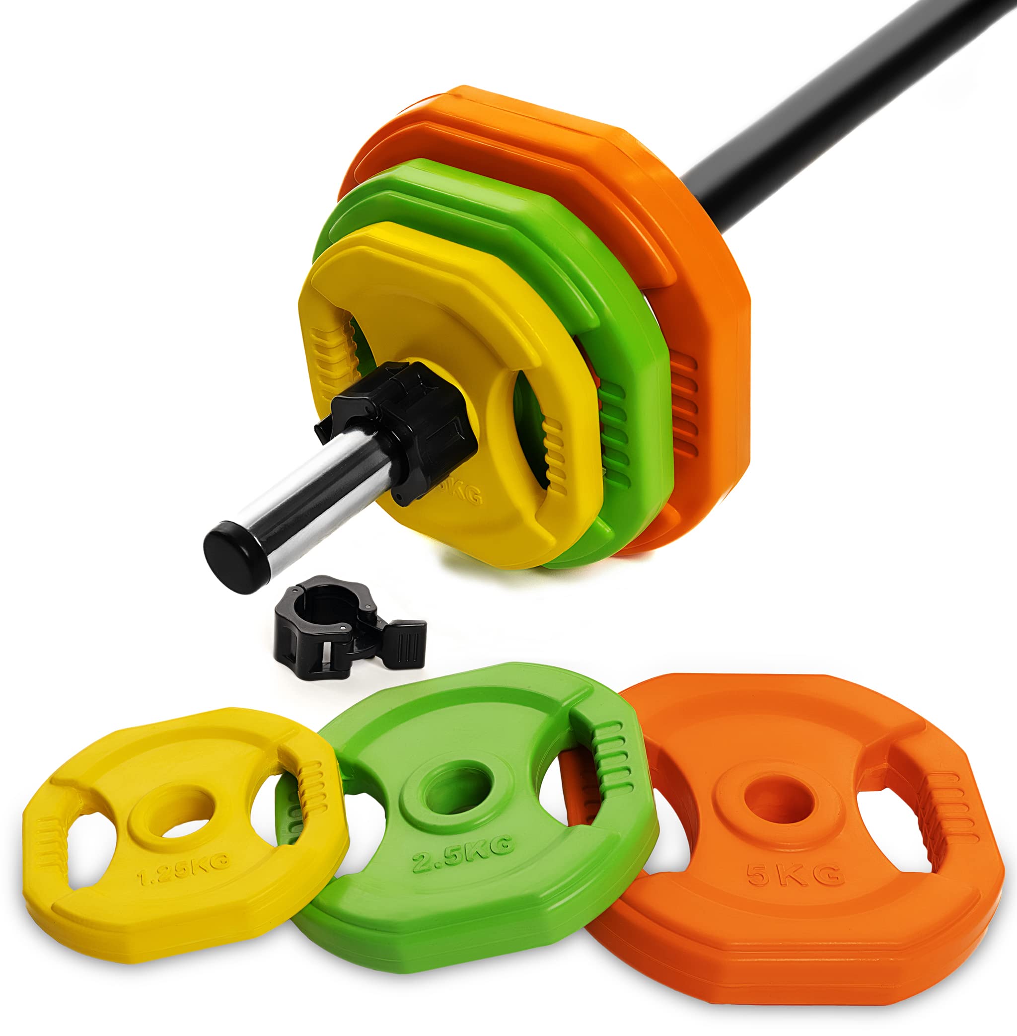 AmStaff Fitness Adjustable Barbell Weight Plates Set - Cardio Body Pump for Home & Gym Workouts | Strength Training & CrossFit Equipment | Perfect for Weightlifting, HIIT & Full-Body Exercises