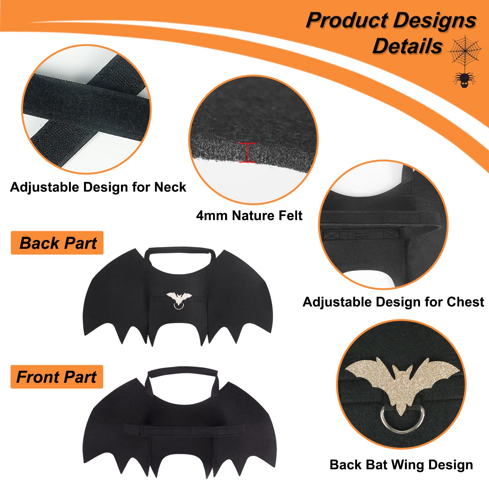 Adjustable Halloween Bat Wings Costume for Medium & Large Dogs - Black Pet Bat Wings with Bell for Cosplay, Party Decoration & Dress-Up | Perfect for Halloween, Pet Parties & Photo Shoots