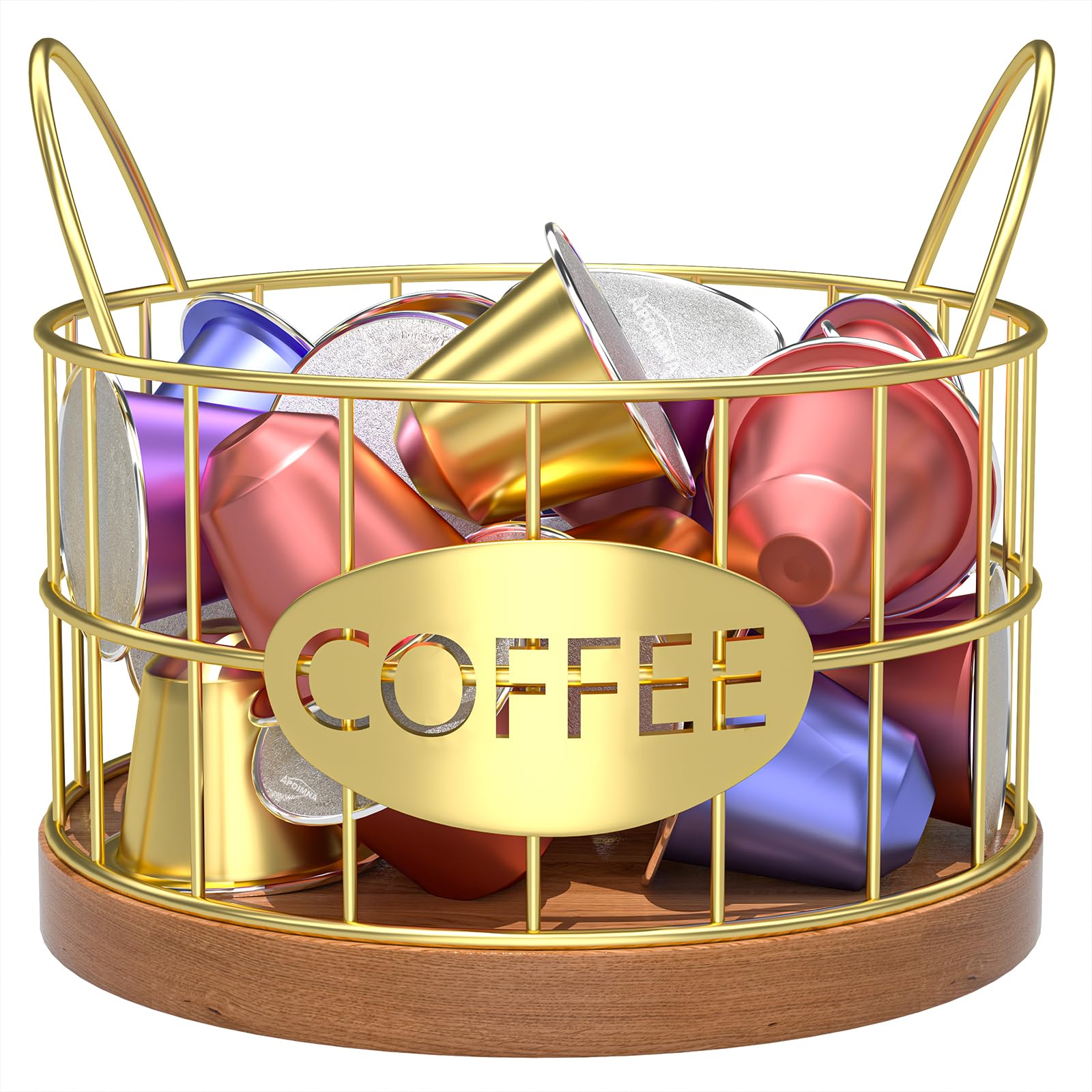 Rustic Coffee Pod Holder Organizer - Countertop K Cup Storage for Keurig Pods | Coffee Bar Accessories & Kitchen Decor (Gold-02) - Perfect for Home, Office & Coffee Station Organization