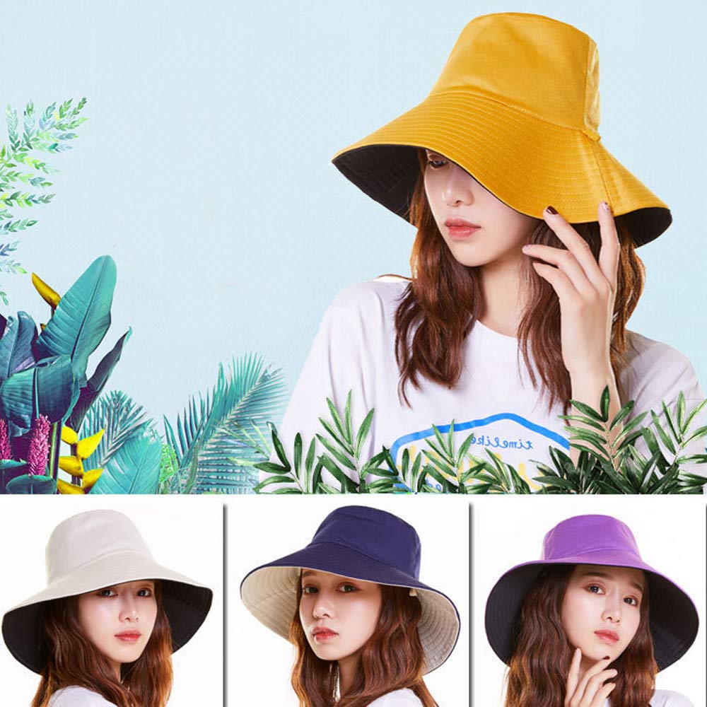 YEKEYI Packable Extra Large Wide Brim Floppy Sun Hat - UPF 50+ Reversible Beach Hat for Women, Summer Outdoor Sun Protection for Beach, Pool, Travel & Gardening