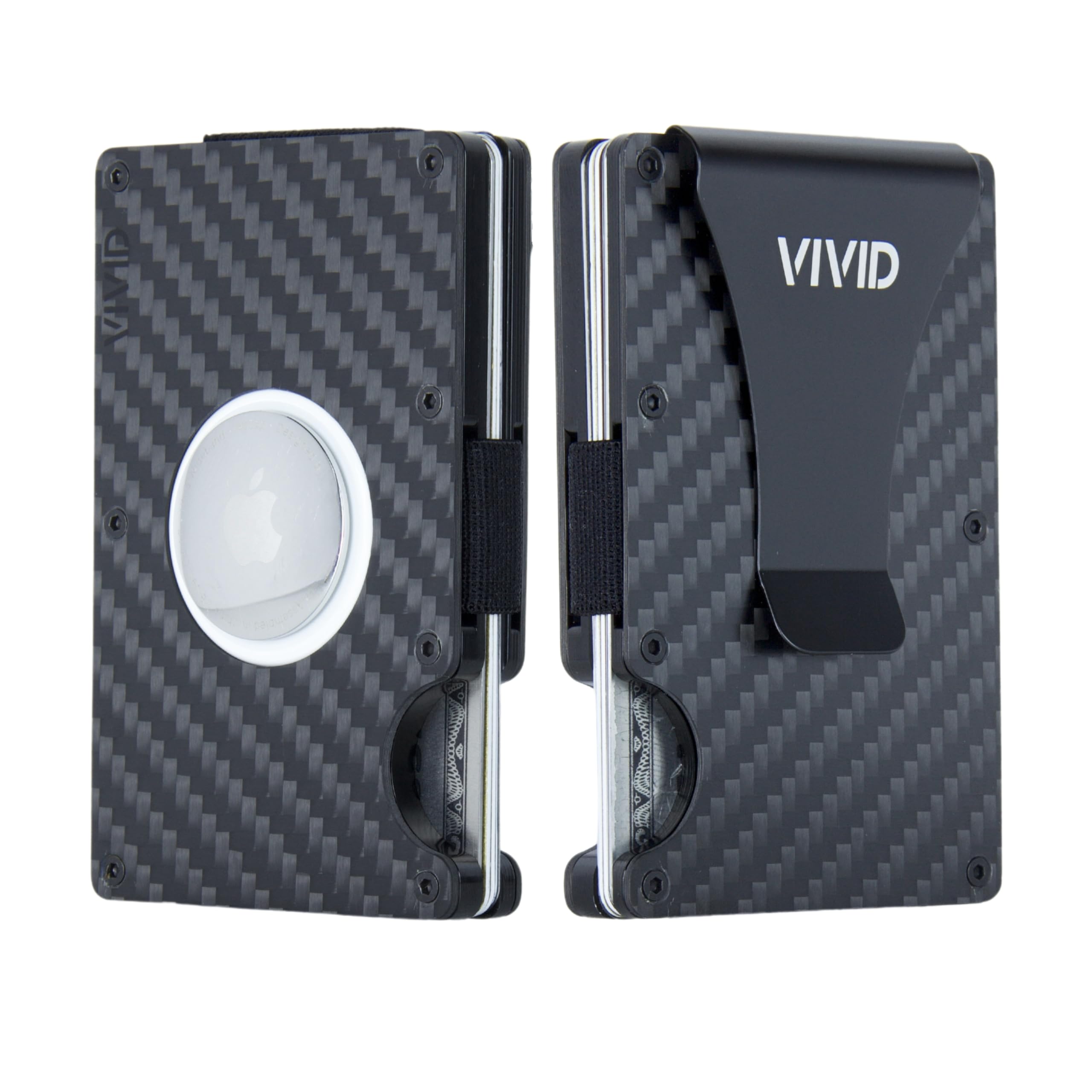 VIVID Carbon Fiber Airtag Wallet for Men - Slim RFID Blocking Minimalist Wallet with Money Clip | Scratch Resistant Credit Card Holder | Perfect for Travel, Business & Everyday Use