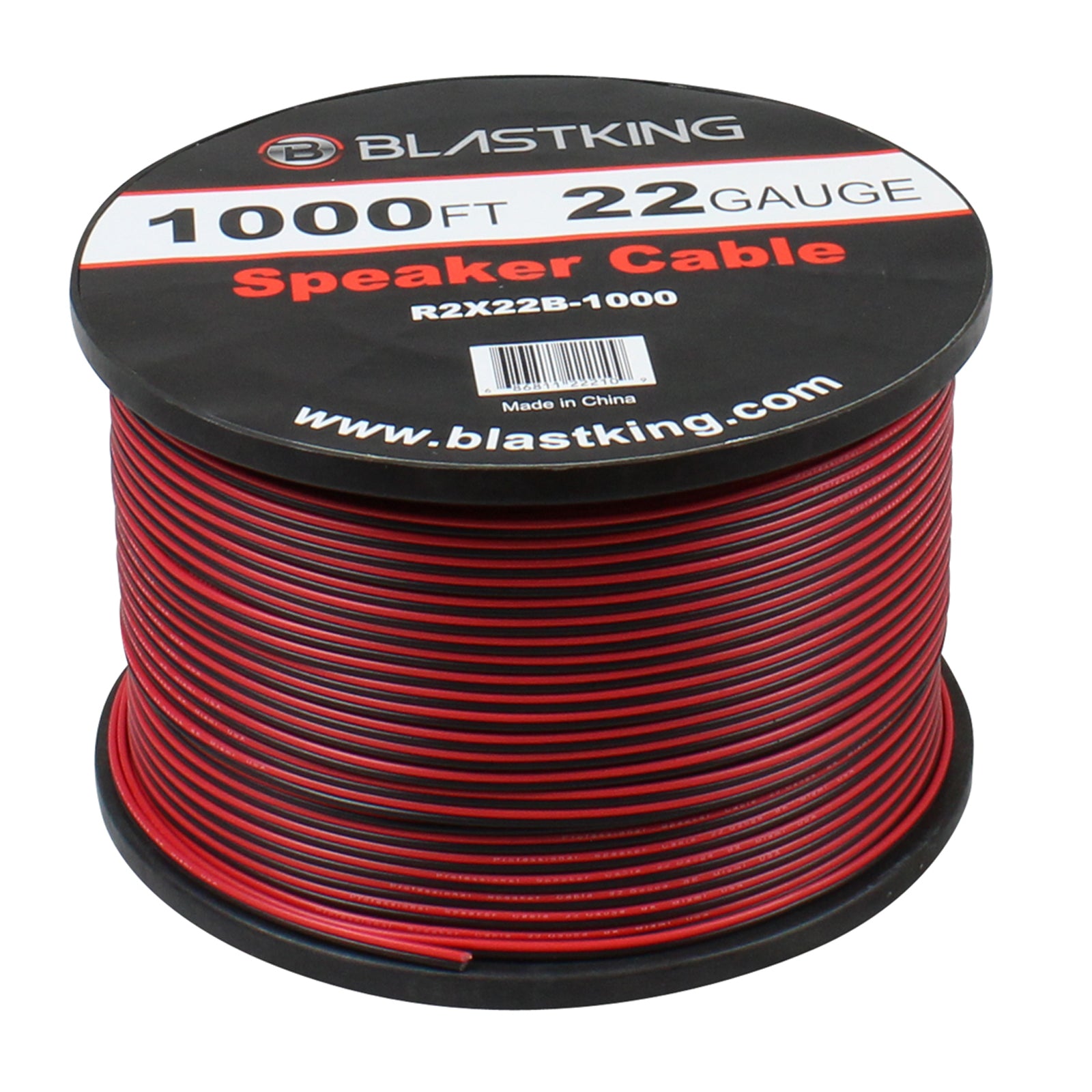 Blastking R2X22B 1000ft 22 AWG 2 Conductor Speaker Wire - High Performance Audio Cable for Home Theater, Studio, and Live Sound Systems