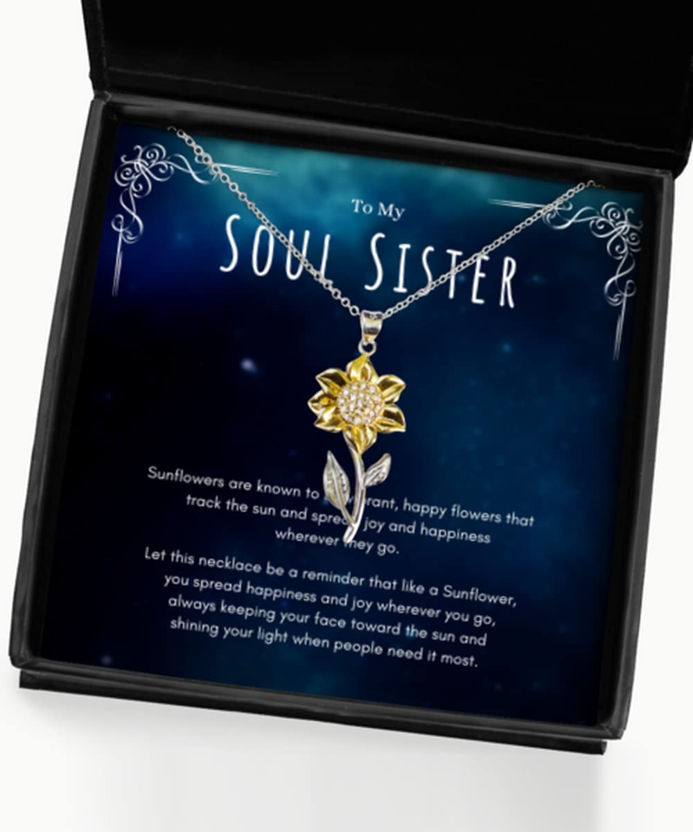 Sunflower Pendant Necklace for Best Friends - Long Distance Friendship Gift with Message Card | Perfect for BFFs, Soul Sisters & Tribe Jewelry | Birthday, Anniversary & Meaningful Occasions