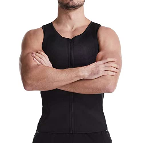 GYNHZG Men's Sweat Vest with Zipper - Sauna Shirt for Weight Loss & Workout - Perfect for Gym, Running, and Home Fitness Training