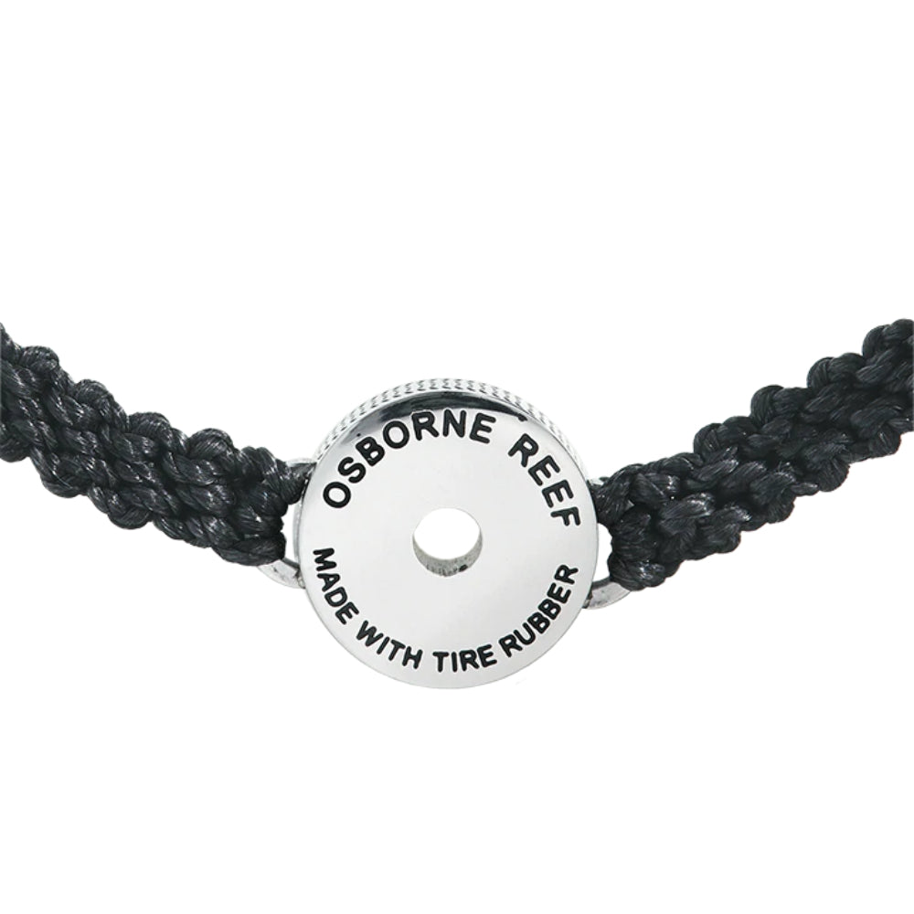 4Ocean Osborne Reef Black Braided Tire Crumb Bezel Bracelet - Eco-Friendly Upcycled Tire Jewelry for Men & Women - Perfect for Beach, Outdoor & Casual Wear