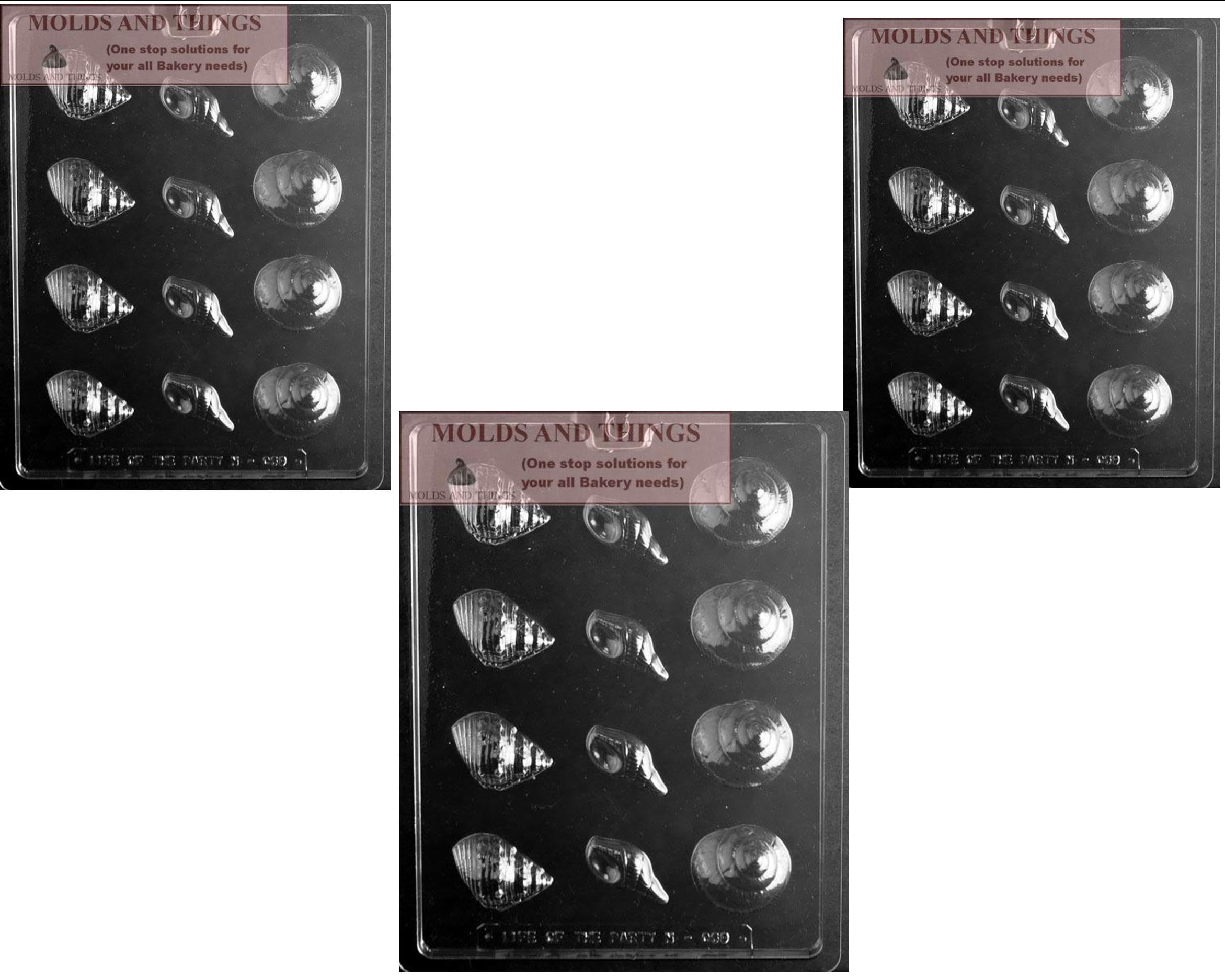 Premium Seashell Chocolate Candy Mold Set of 3 - DIY Candy Making Kit with Instruction Guide for Baking, Party Favors & Beach-Themed Desserts