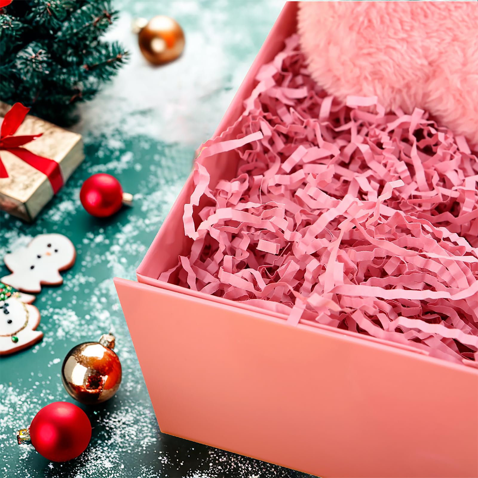 Happy Potato 0.5 LB Pink Crinkle Cut Shredded Paper - Premium Gift Basket Filler, Eco-Friendly Wrapping Paper for Birthday, Wedding, Baby Shower & Party Decorations