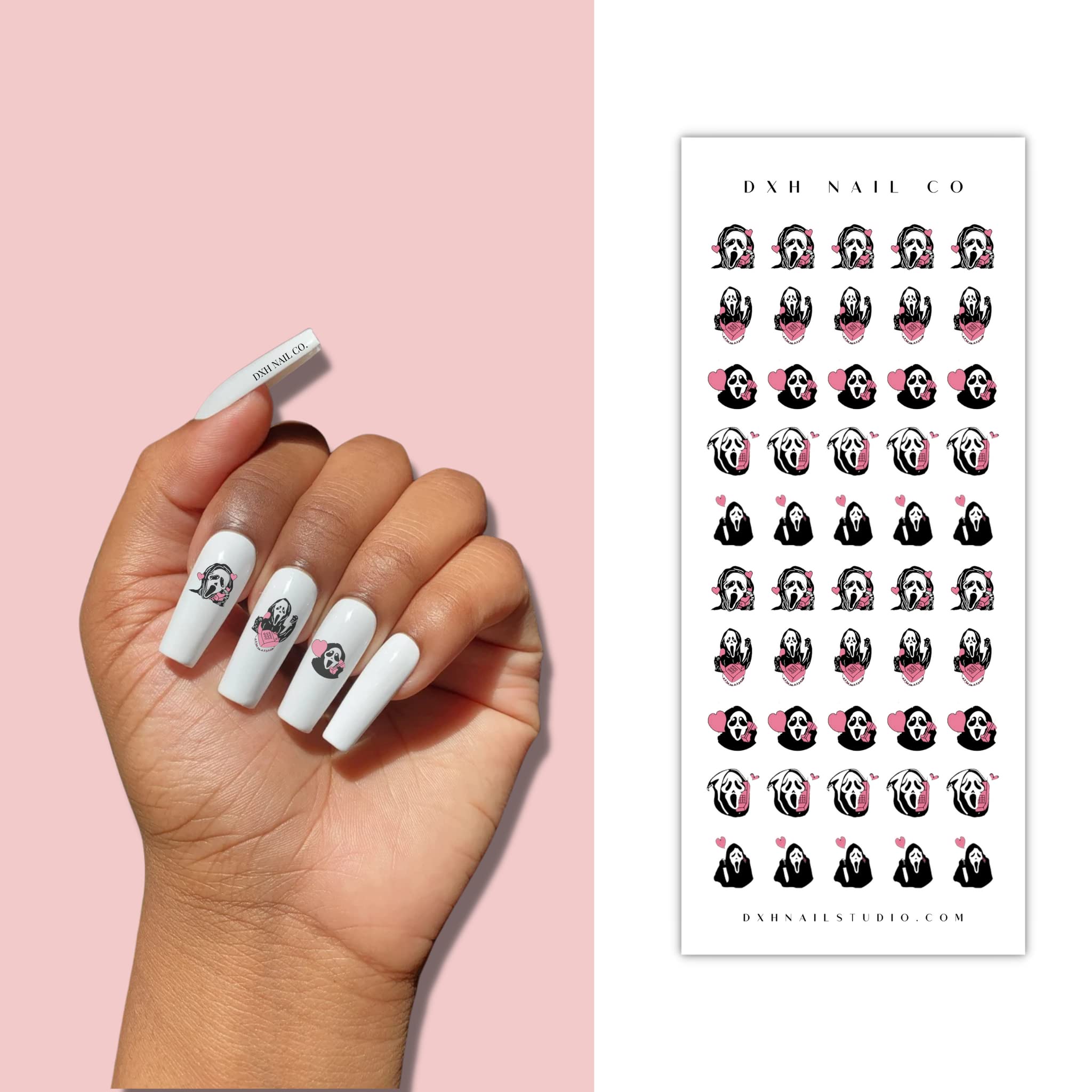50PC Ghostface Halloween Nail Decals - Scary Movie Nail Art for Horror Nights