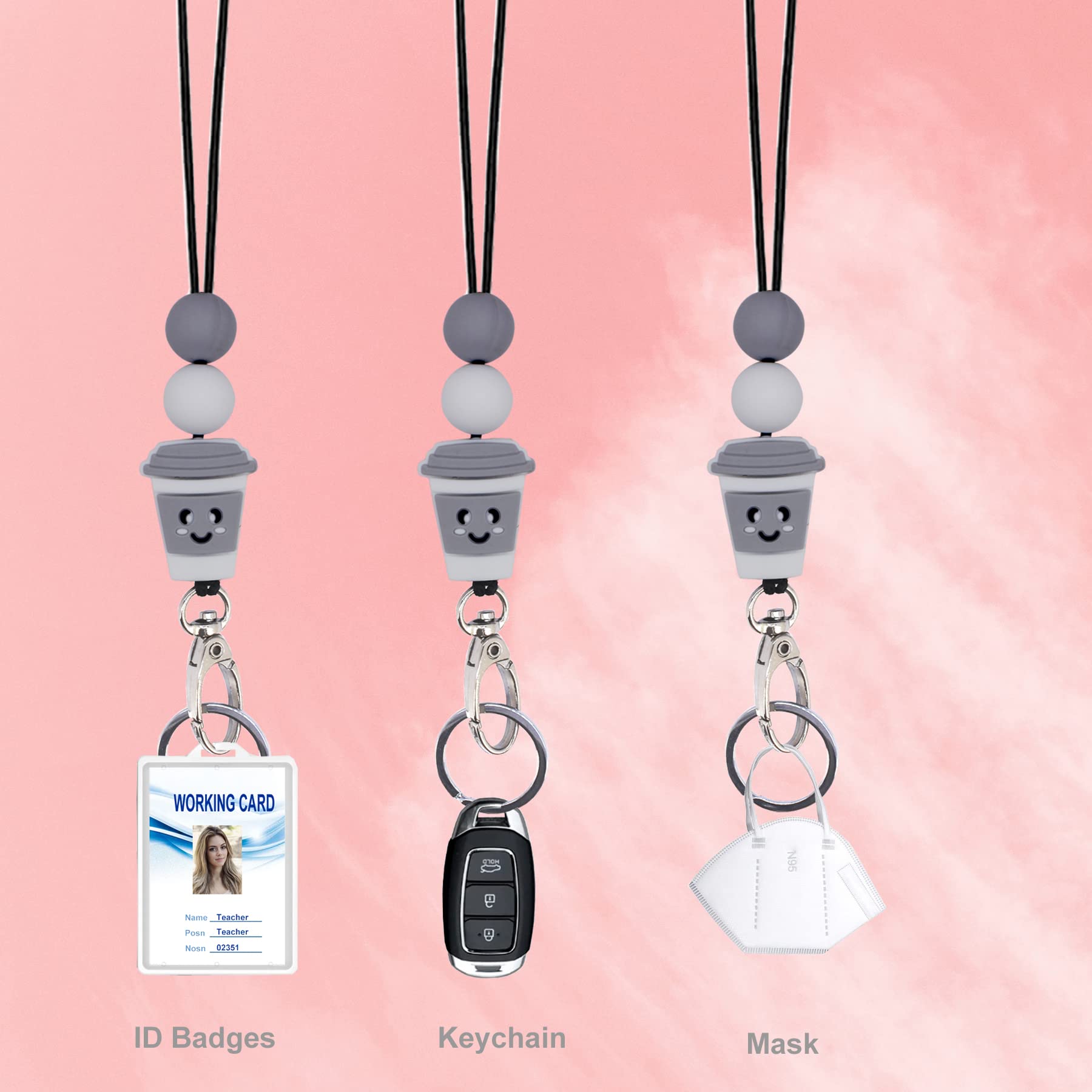 Cute Silicone Beaded Breakaway Lanyard for ID Badges & Keys - Teacher, Student, Office Use