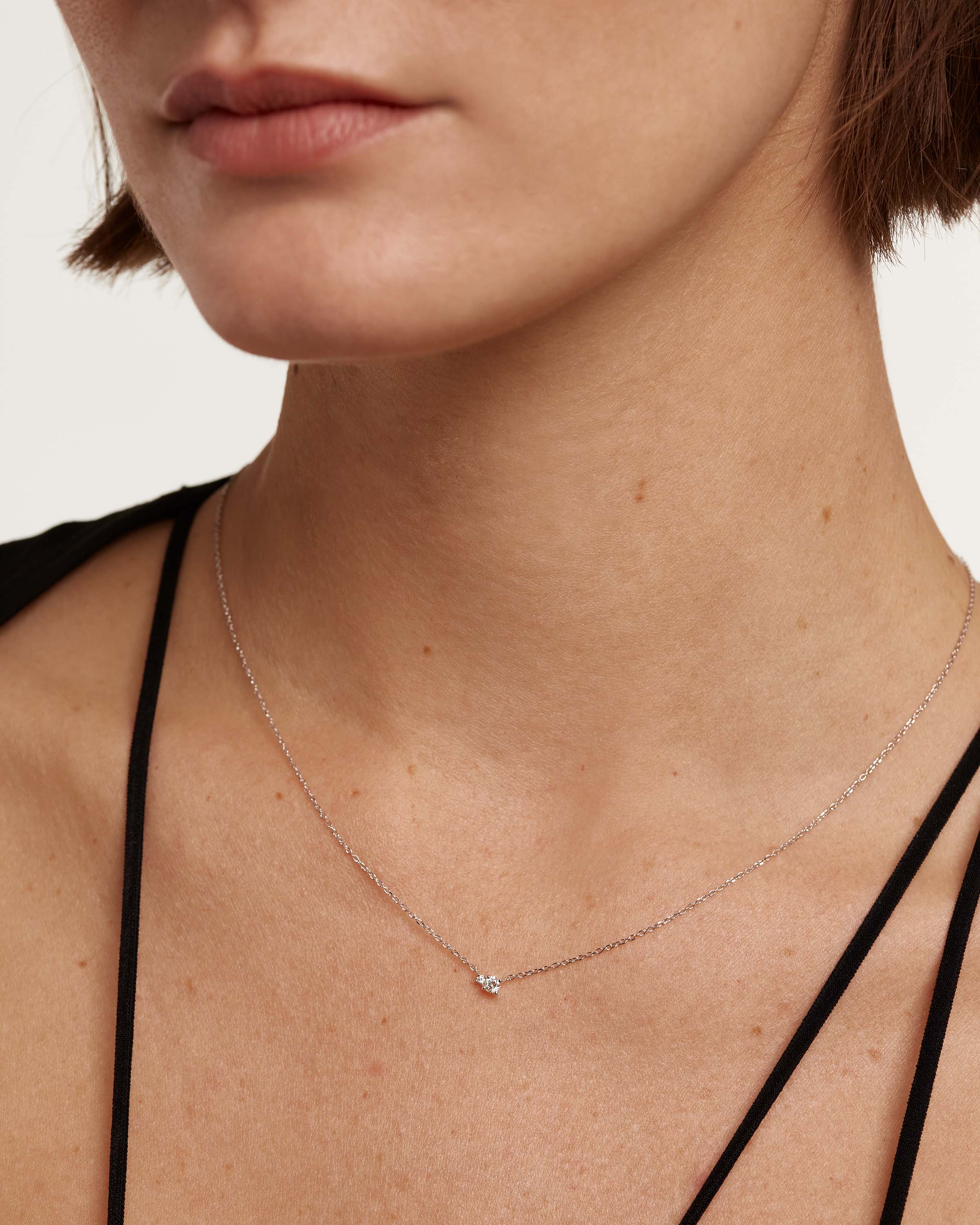 Elegant Diamond and White Gold Duo Necklace for Women - Perfect for Weddings, Anniversaries & Special Occasions