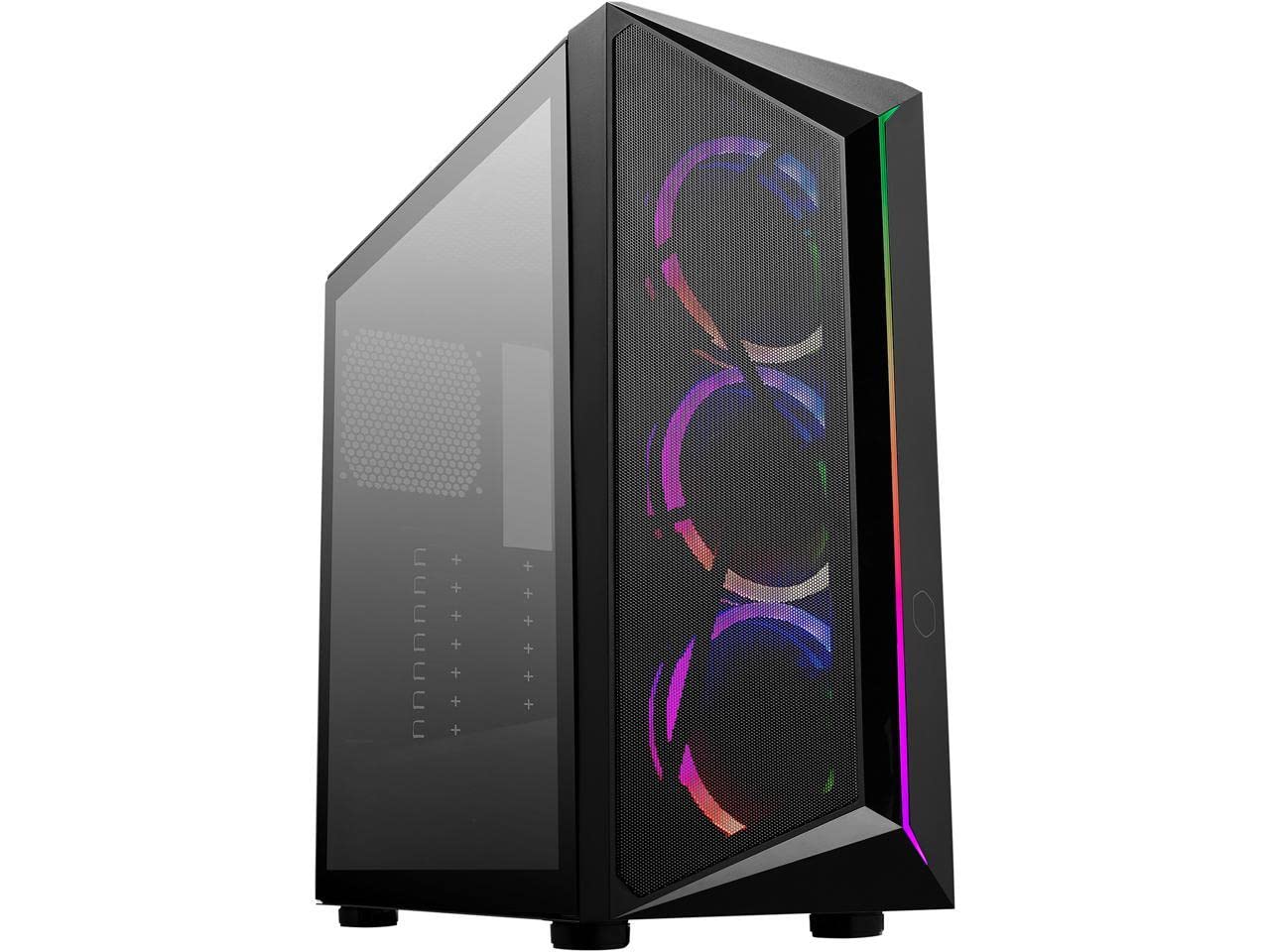 Cooler Master CMP 510 ATX Mid-Tower PC Case - Mesh Front Panel, ARGB Edge Lighting, Tempered Glass Side Panel, 3x 120mm ARGB Fans Included | Perfect for Gaming Rigs & High-Performance Builds