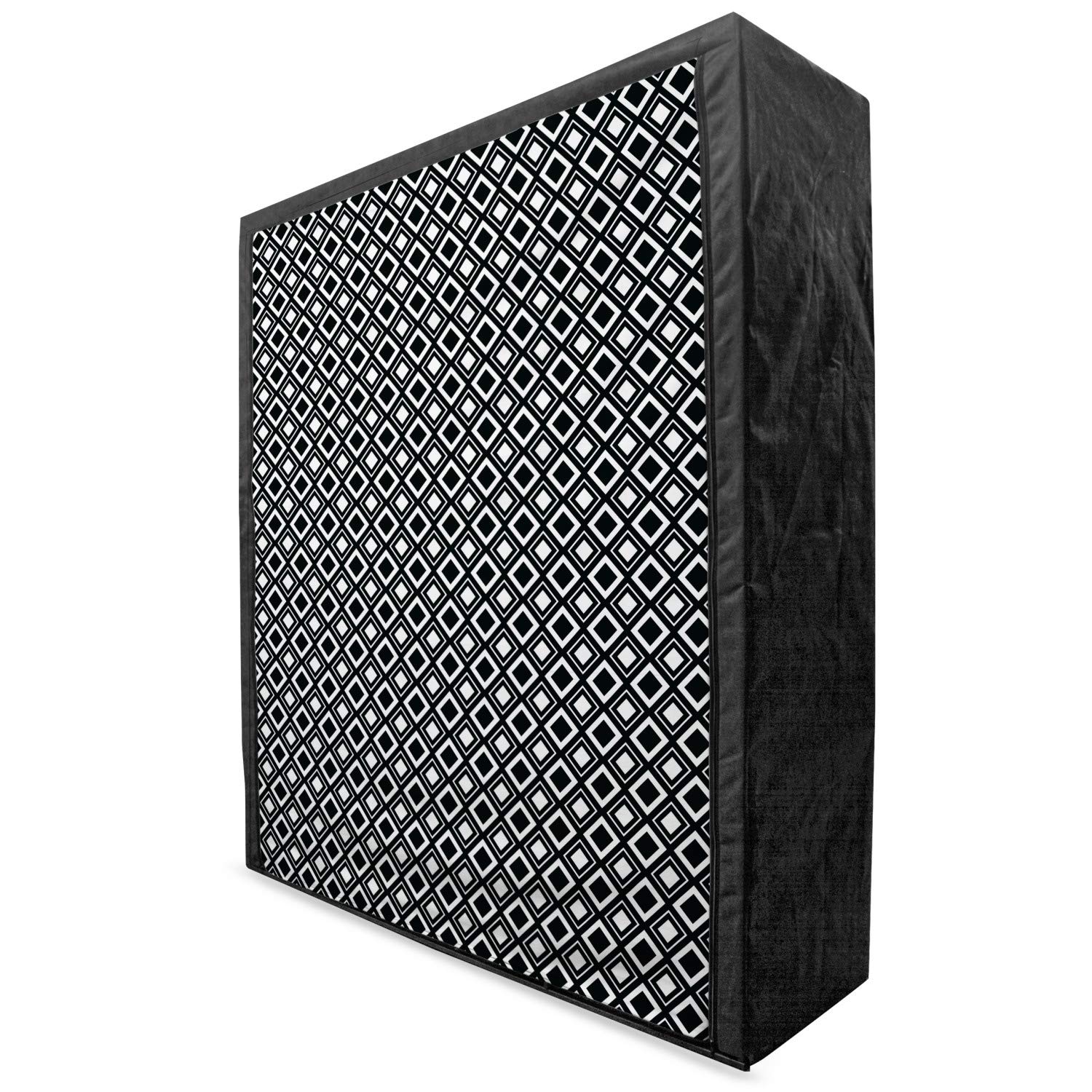 Ambesonne Black and White Portable Fabric Wardrobe with Geometric Pattern - 59
