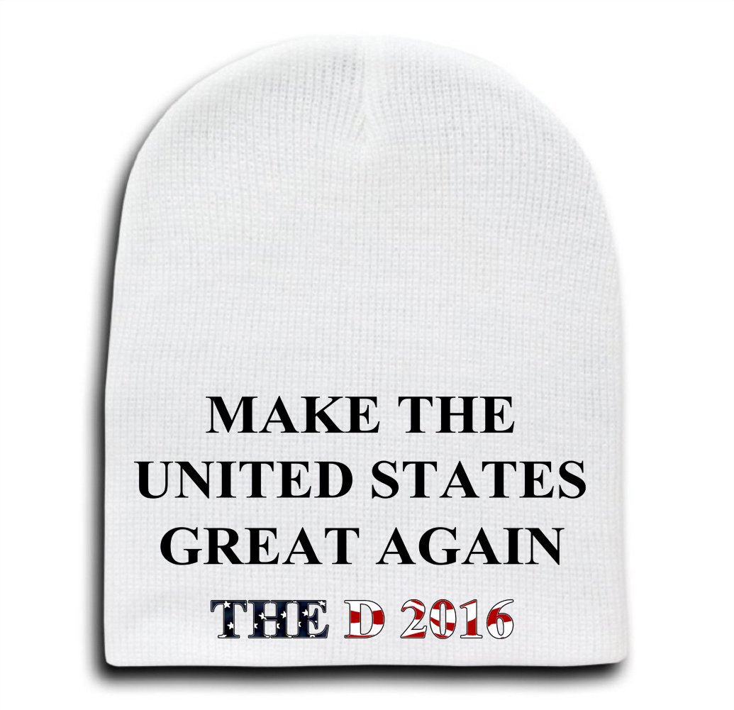 White Adult Beanie Skull Cap Hat - Winter Warm Knit Hat for Men & Women - USA Presidential Election Campaign Merchandise - Perfect for Cold Weather, Political Rallies & Outdoor Activities