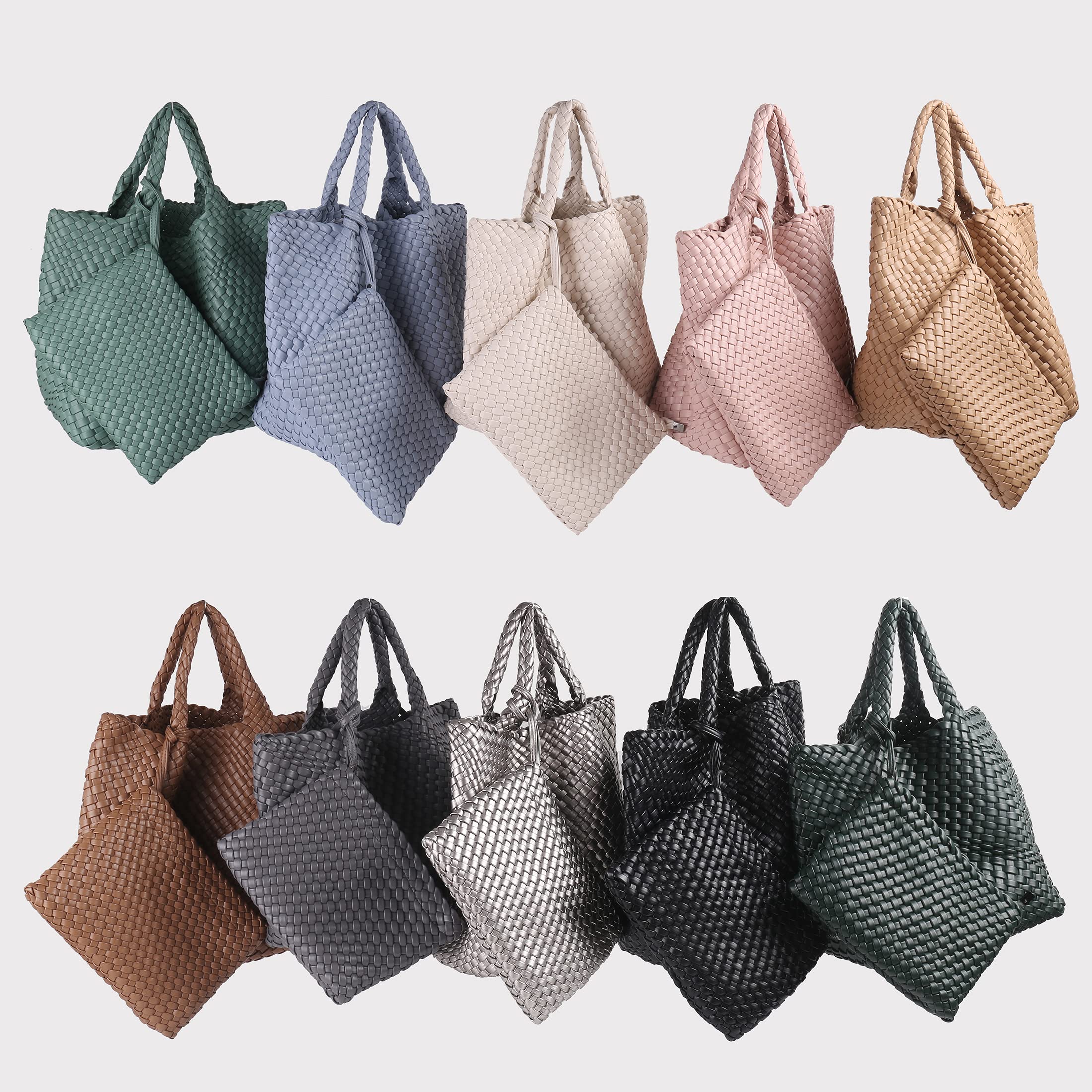 Eco-Friendly Vegan Leather Woven Tote Bag - Large Capacity Women's Shoulder Bag for Shopping & Travel