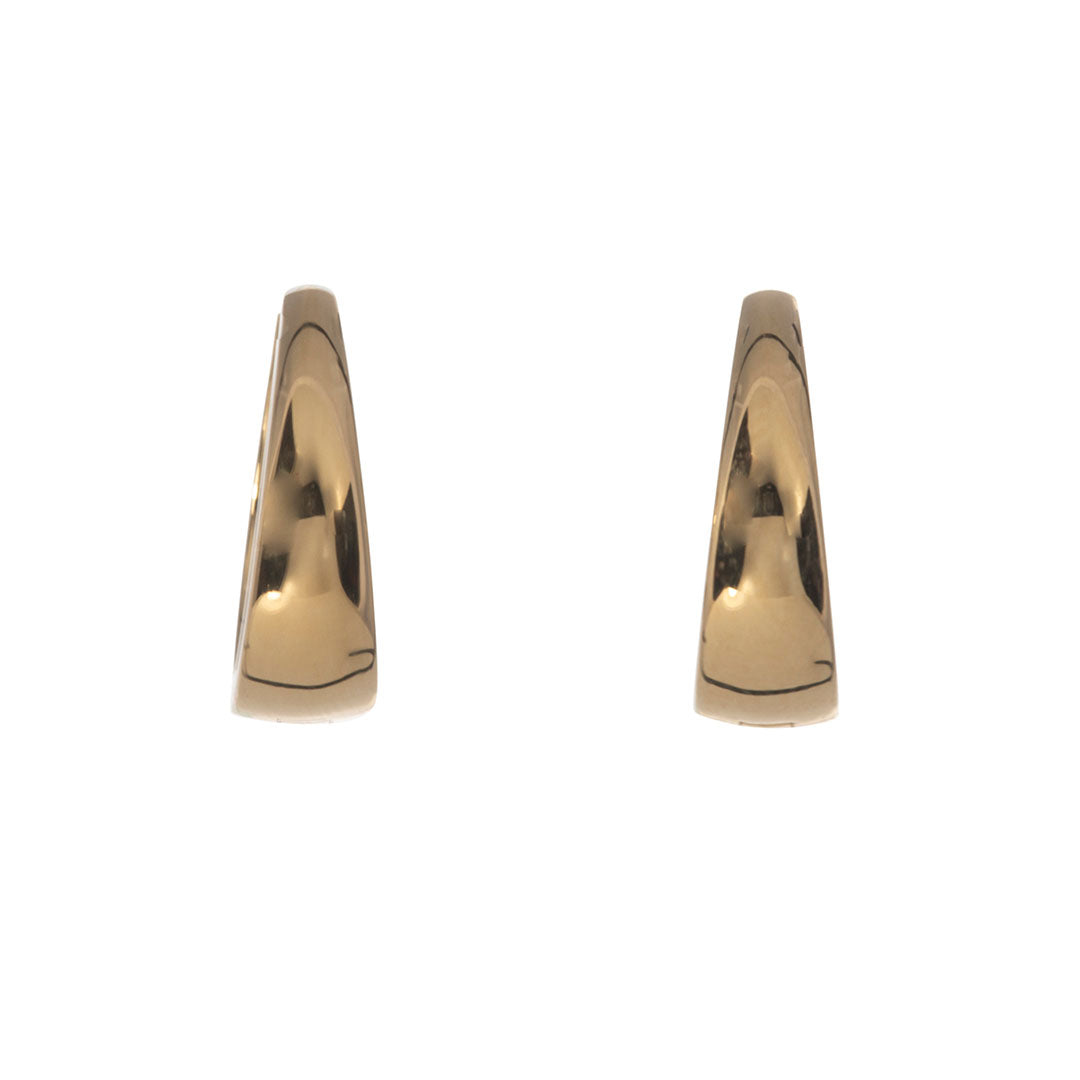 14K Yellow Gold Polished Tapered Huggie Earrings for Women - Minimalist Hoop Earrings for Everyday Wear, Gift Giving & Special Occasions