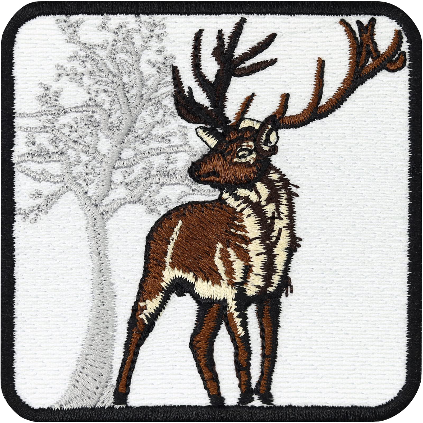 Stag in The Snow Iron On Patches for Bikers - 2.95X2.95 Inch Deer Applique for Jackets, Jeans & Backpacks | Perfect Christmas Gift & Housewarming Present | Sew On or Iron On for Motorcycle Gear, Vests & DIY Crafts
